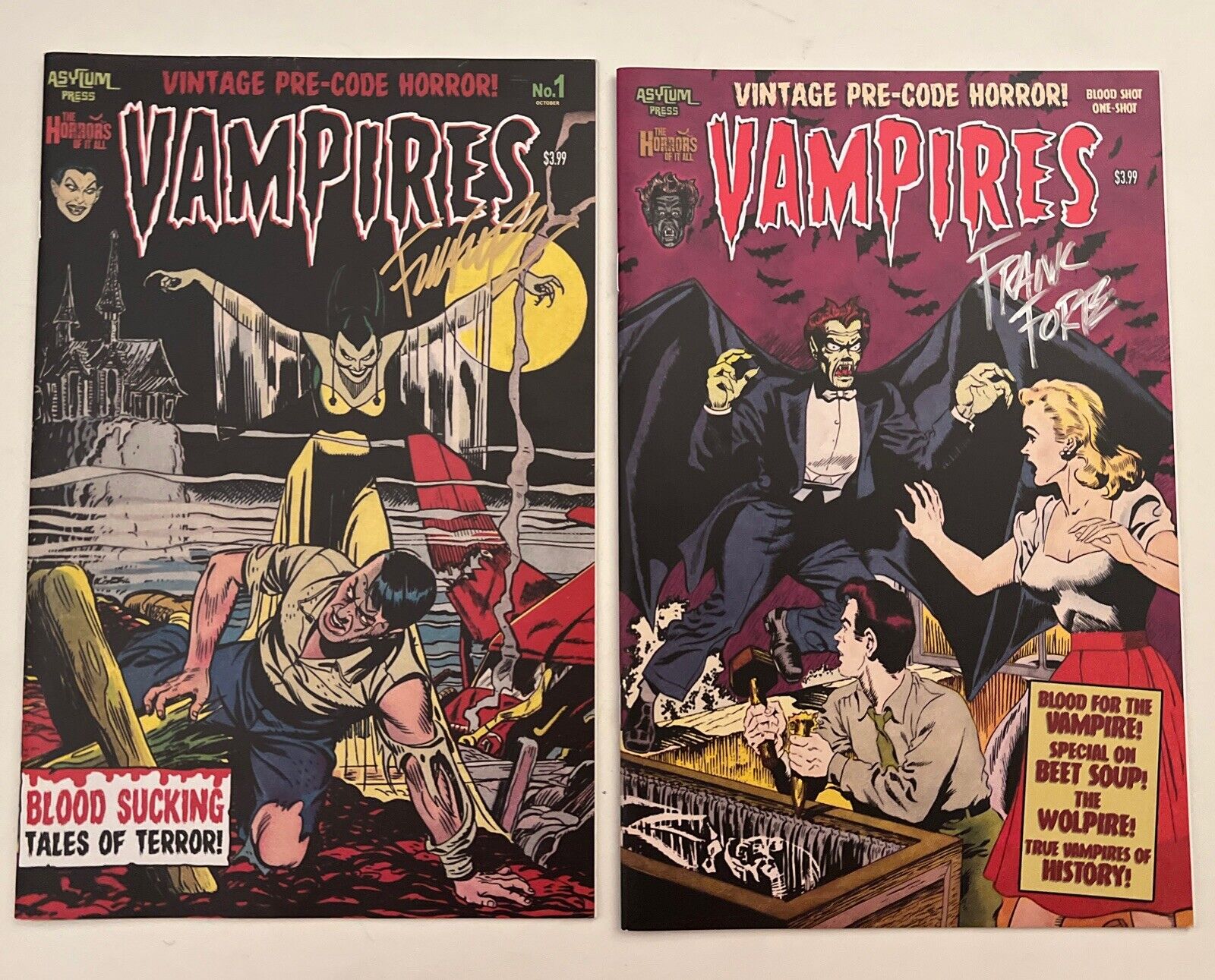 Vampires  #1 & Blood Shot NM/M Signed  By Forte With COA Pre Code Horror Comics