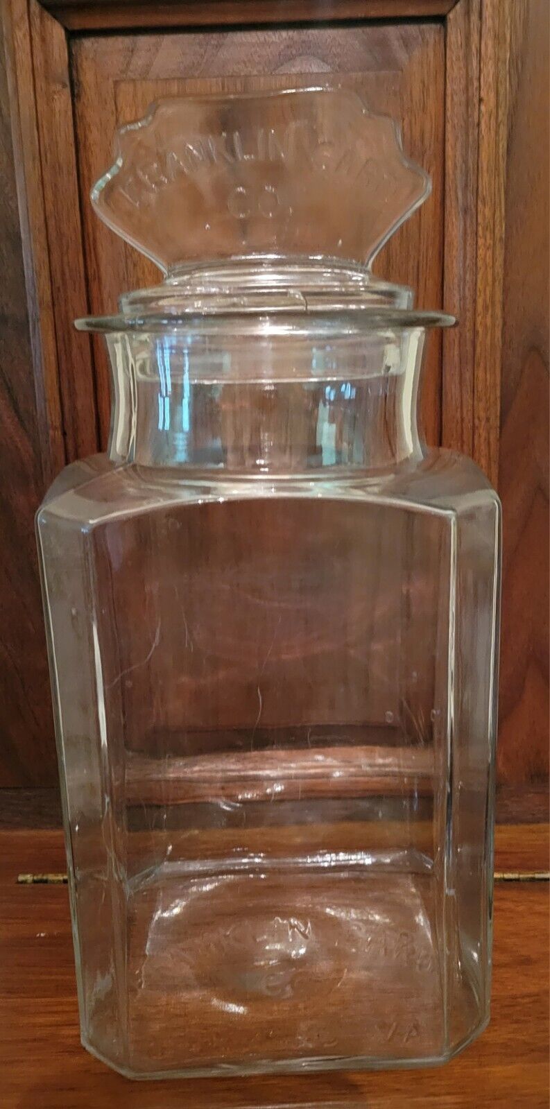 Antique Franklin Caro Co Store Candy/Gum Glass Jar & Lid