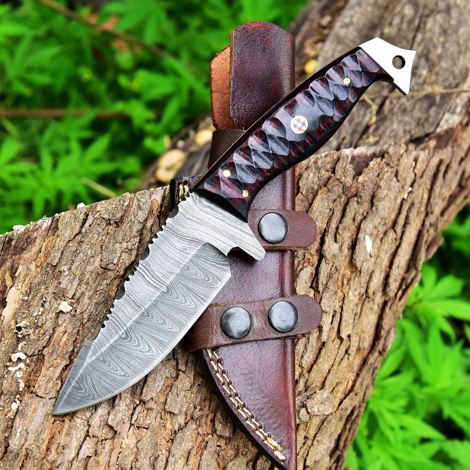 AA Knives 9.5 Inches Damascus Steel Hunting Knife With Micarta Handle