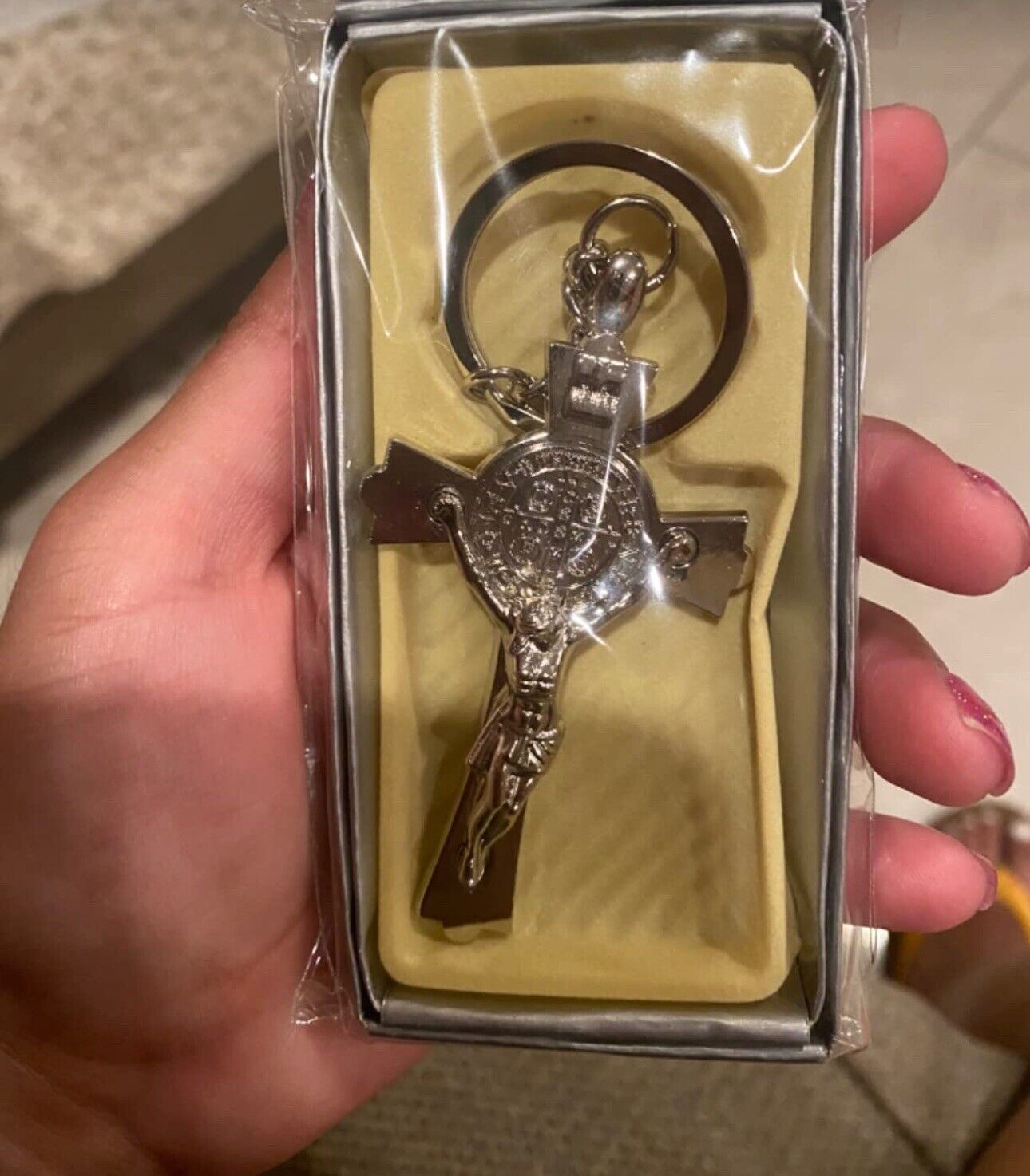 Cross Keychain Blessed ~ With Saint Benedict Medal