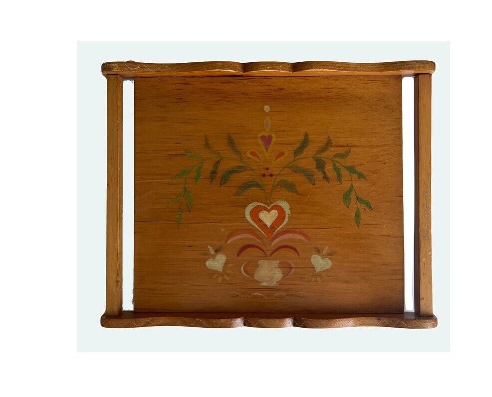 Vintage 1949 Handmade Hand-Painted Decorative Wooden Tray with a Finnish Design