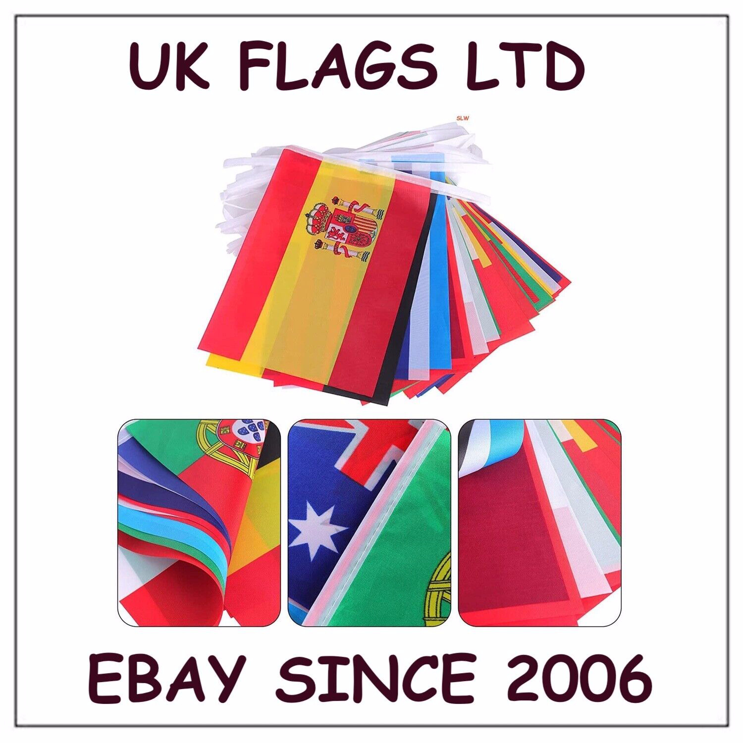 Paris 2024 Games 3 Types World Flags Fabric Street Party Fabric Bunting