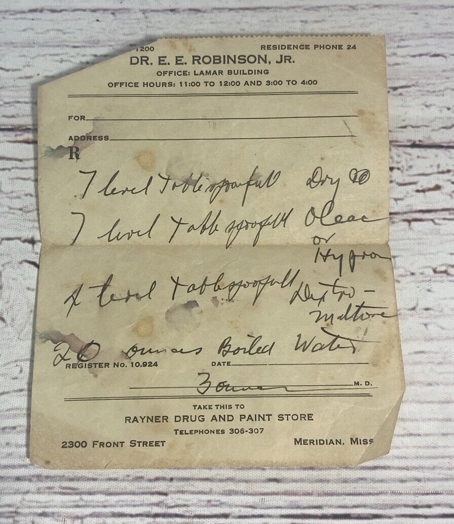 Vintage Dr E. E. Robinson Prescription Meridian, Mississippi Lamar Building