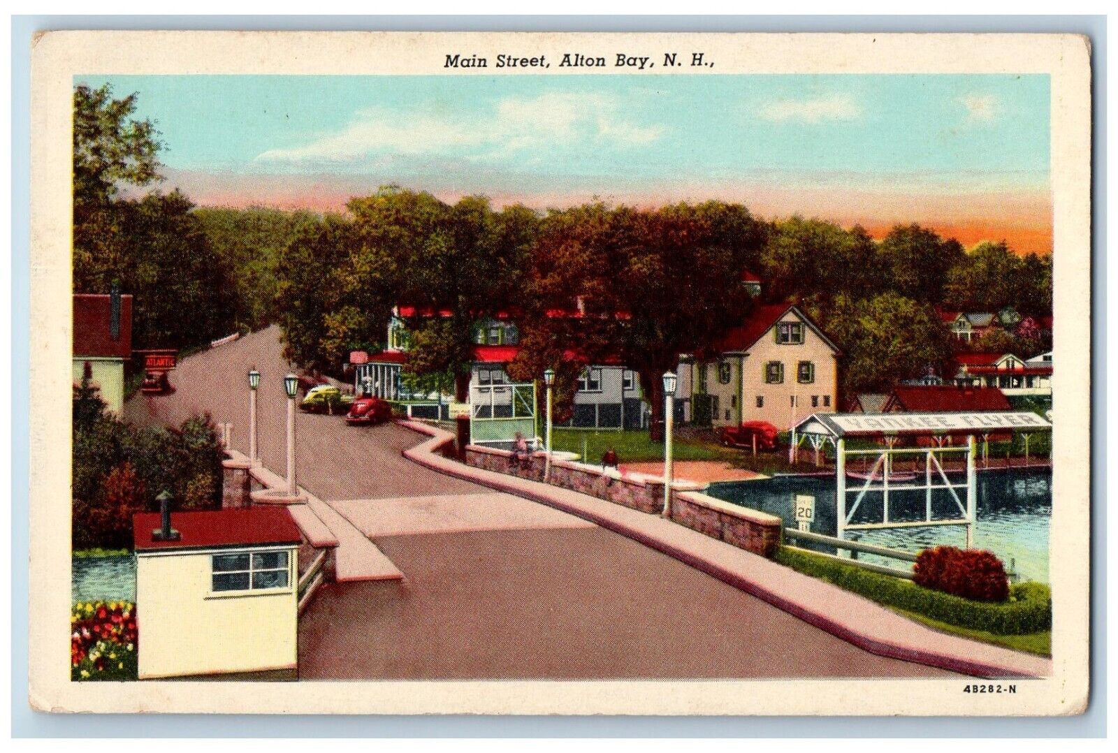 Alton Bay New Hampshire Postcard Main Street Exterior View c1940 Vintage Antique