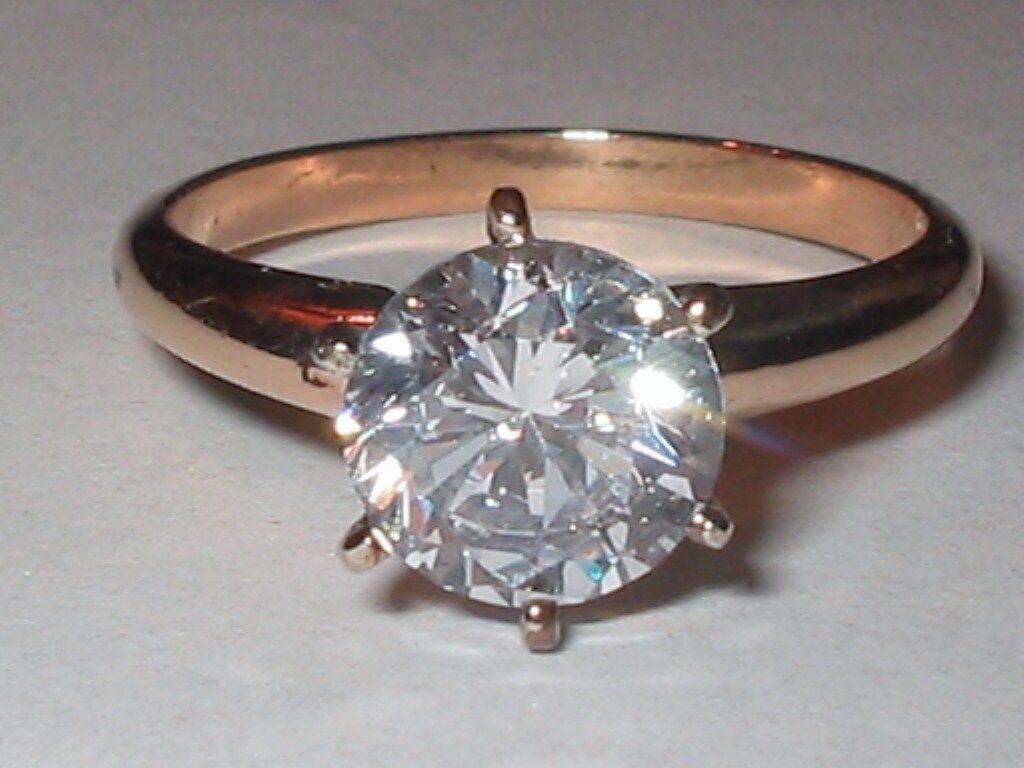 Vintage solid 14k TWO TONE 1CT SOLITAIRE WEDDING ENGAGEMENT PROMISE Ring SZ 6  