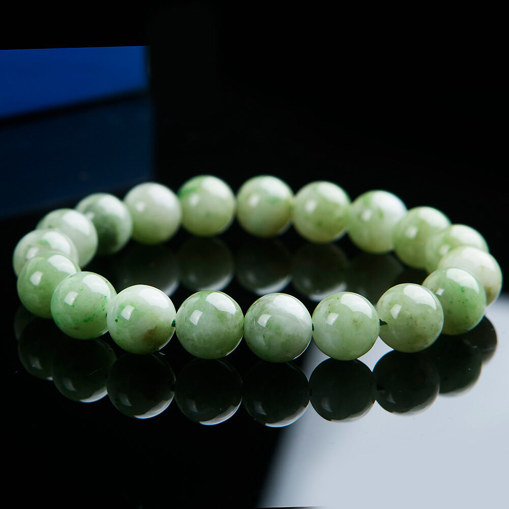 Natural Green Du Shan Jade Round Beads Beautiful Bracelet AAA 10.5mm