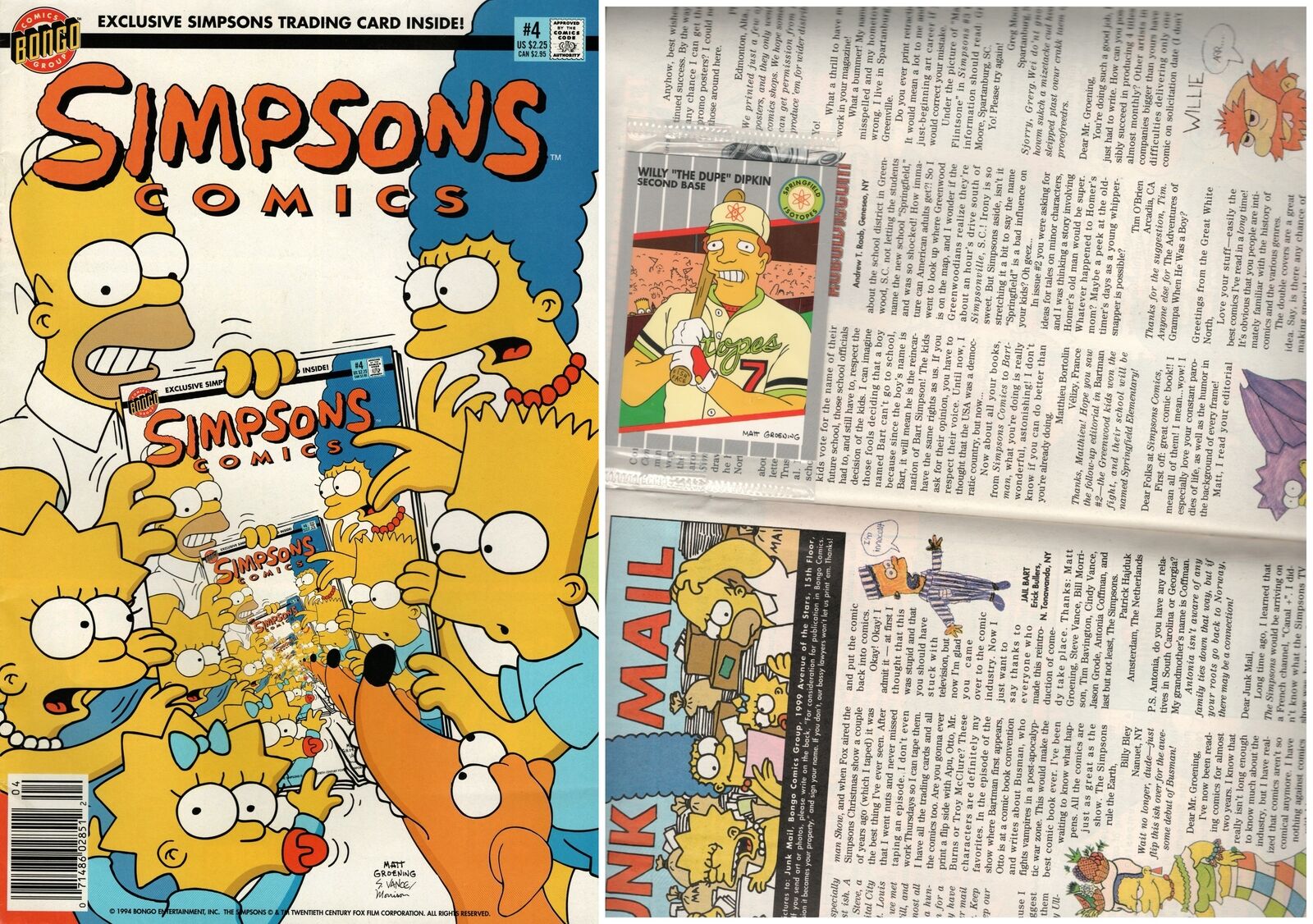 Simpsons Comics #4 Newsstand Cover with Card (1993-2018) Bongo Comics