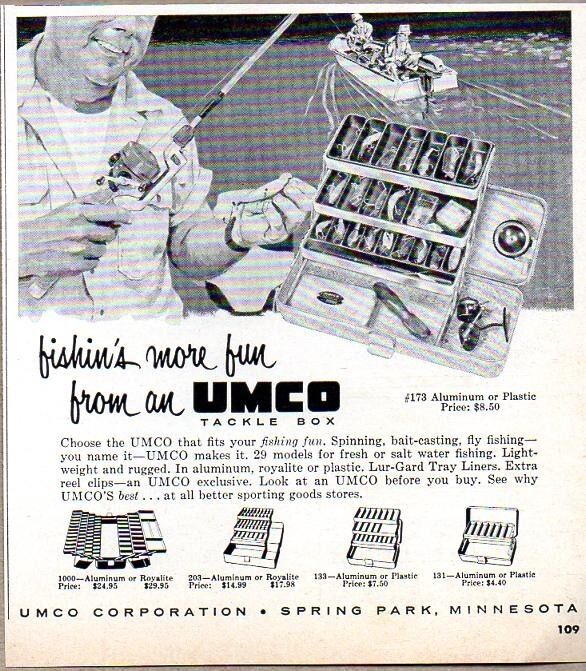 1960 Print Ad Umco Fishing Tackle Box Aluminum or Plastic Spring Park,MN