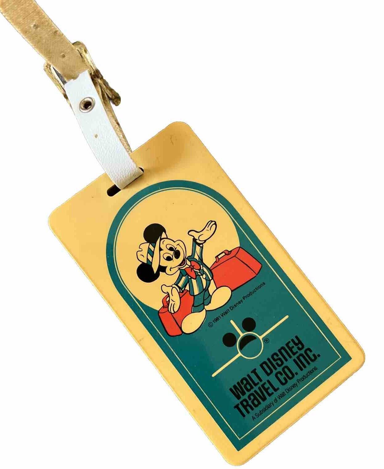 Vintage 1981 Walt Disney MICKEY MOUSE Travel Co LUGGAGE TAG White Strap