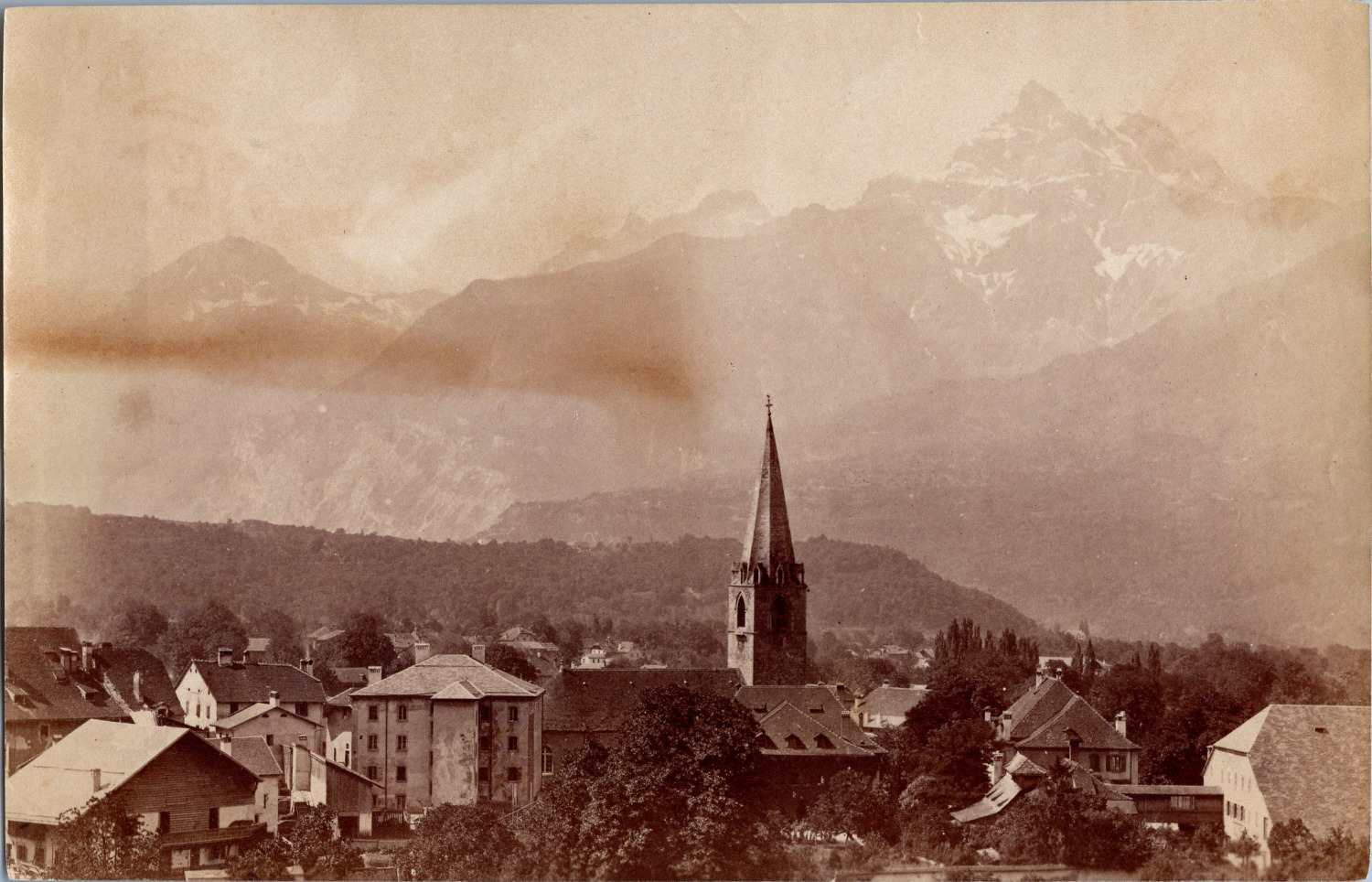 Switzerland, Bex et la Dent du Midi, Vintage Print, ca.1880 Vintage Print d