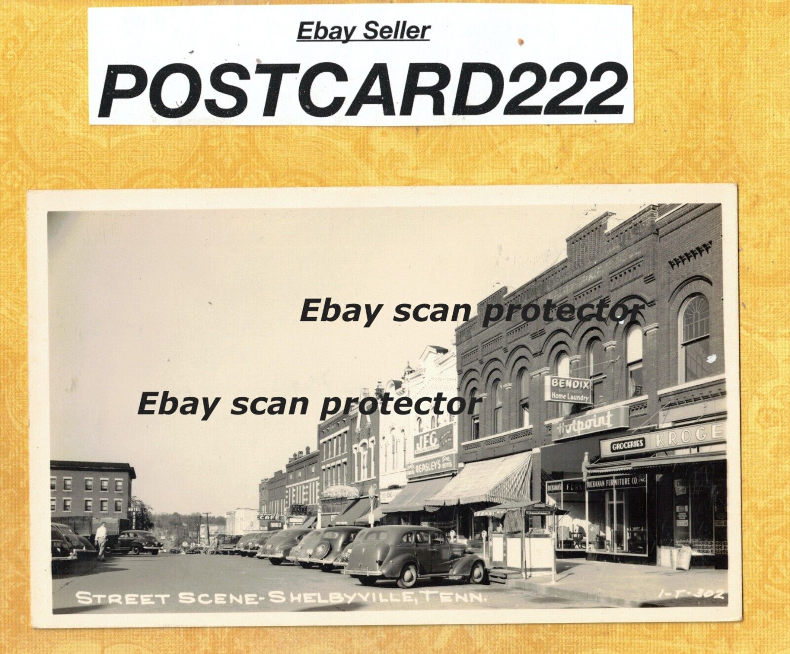 TN Shelbyville 1940s era vintage RPPC postcard STREET SCENE BUILDINGS & CARS