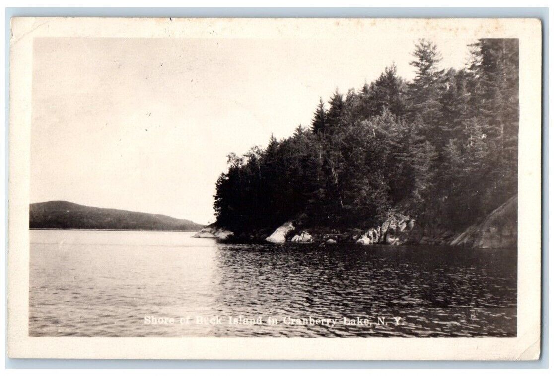 1934 Buck Island Shore View Cranberry Lake NY RPPC Photo Posted Postcard