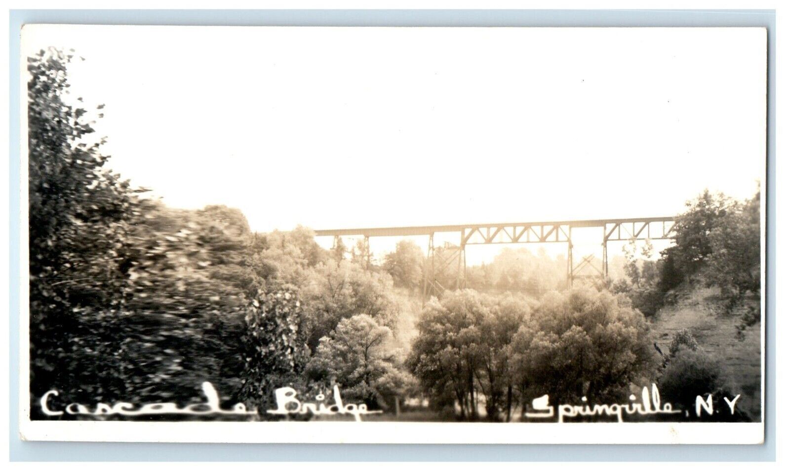 c1940's Cascade Railroad Bridge Springville New York NY RPPC Photo Postcard