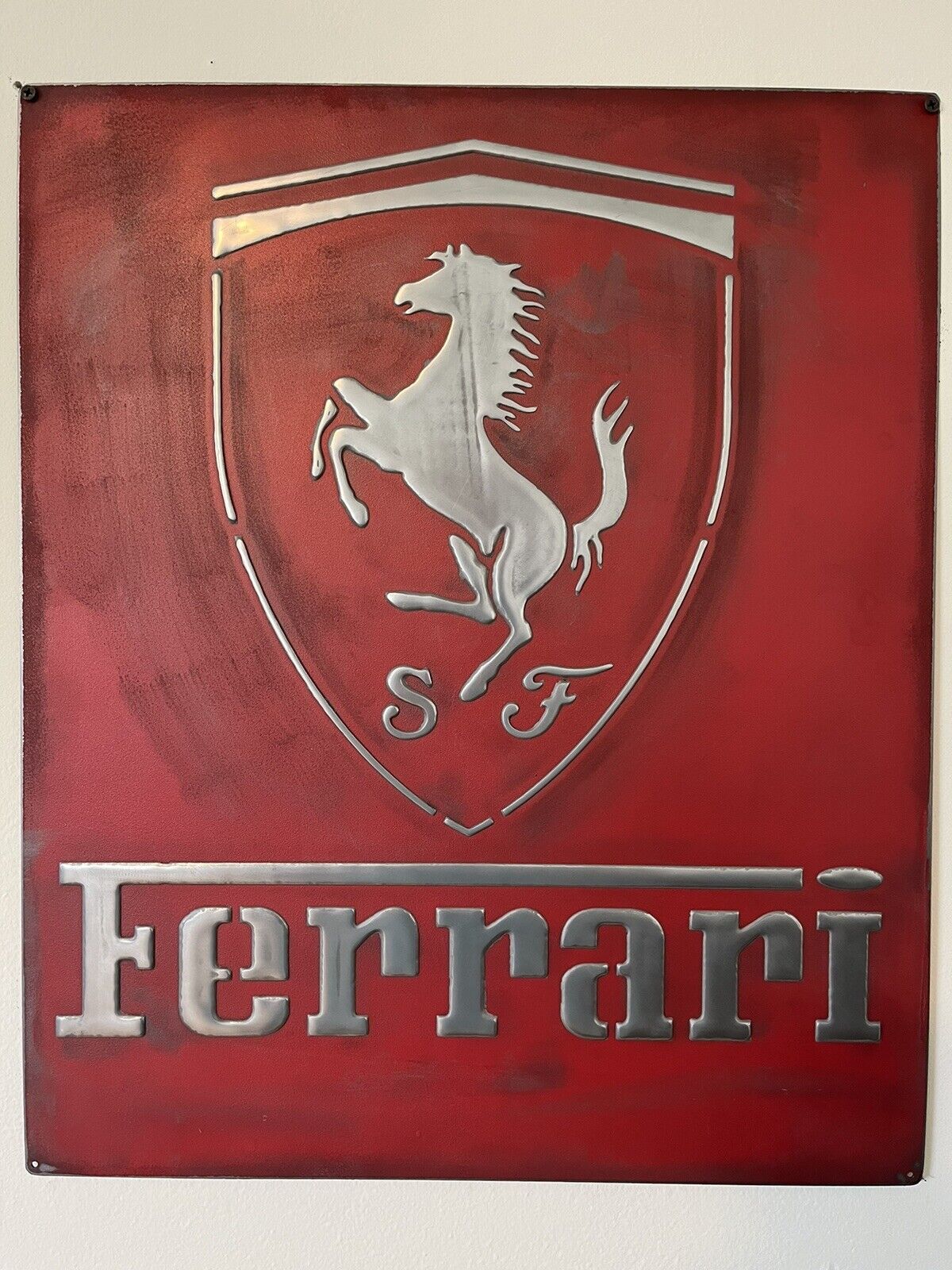 Vintage Ferrari Metal Sign(handmade By Pallarols)