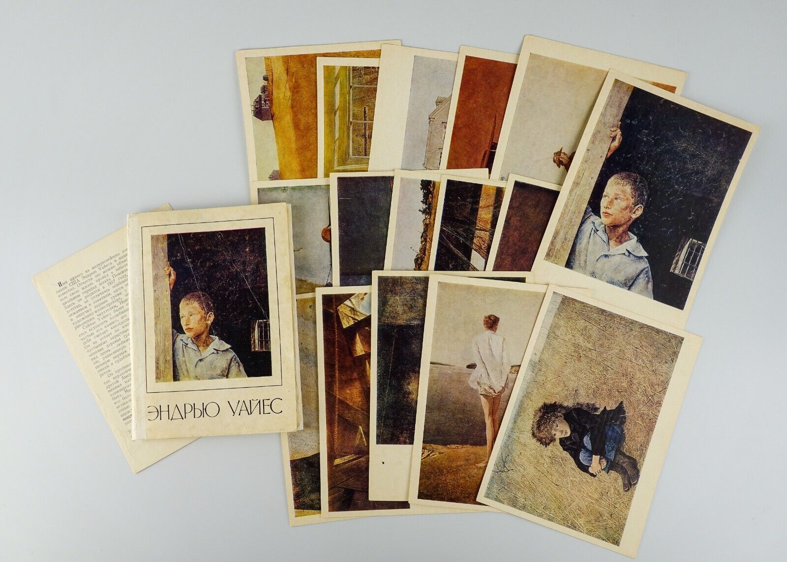 Rare vintage complete set of 16 postcards by artist Andrew Wyeth, 1973,USSR