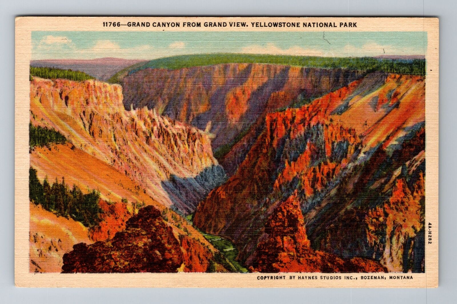 Yellowstone Natl Park WY-Wyoming, Grand Canyon, Grand View Vintage Postcard