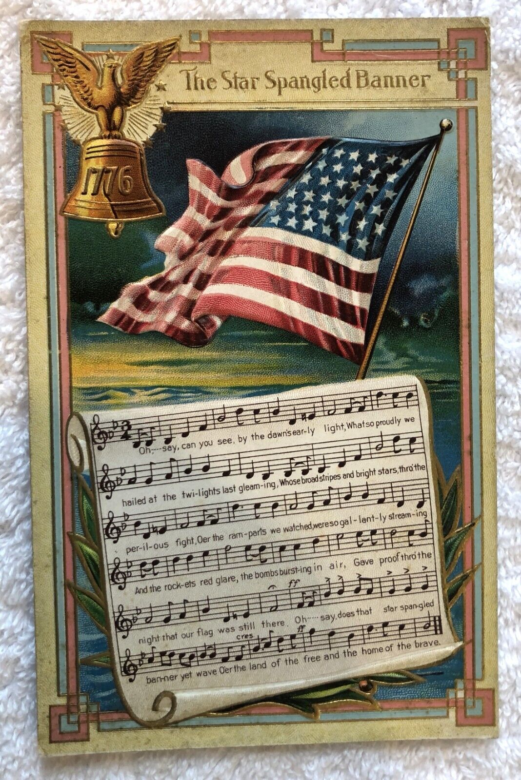 Post Card The Star Spangled Banner, Embossed, National Song Series