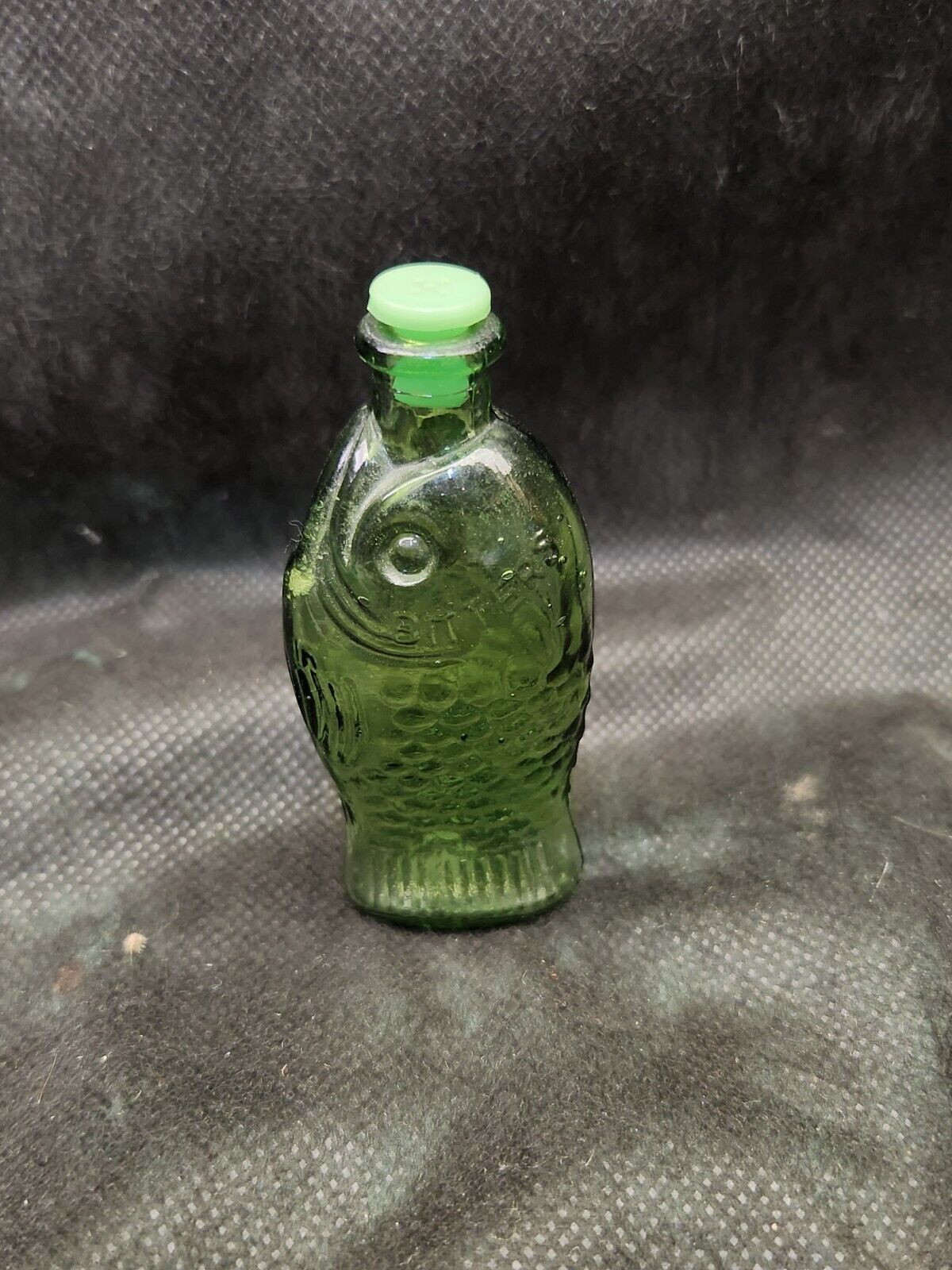 Vintage Doctor Fisch\'s Bitters Green Glass Fish Bottle