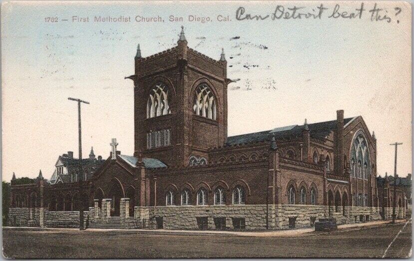 1908 San Diego, CA Hand-Colored Postcard 