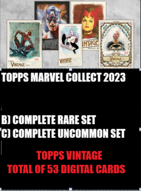 ⭐TOPPS MARVEL COLLECT TOPPS VINTAGE 24 - COMPLETE RARE/ UC SETS⭐