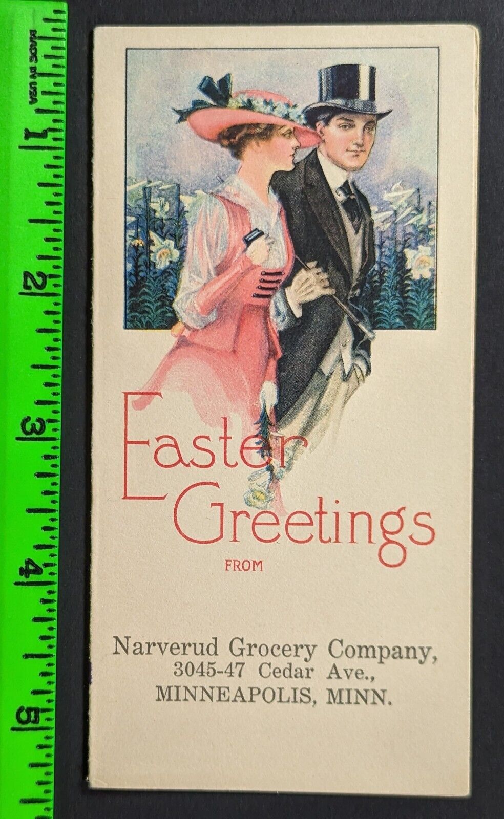 Vintage 1917 Easter Greetings Grocery Store Minneapolis Pocket Calendar