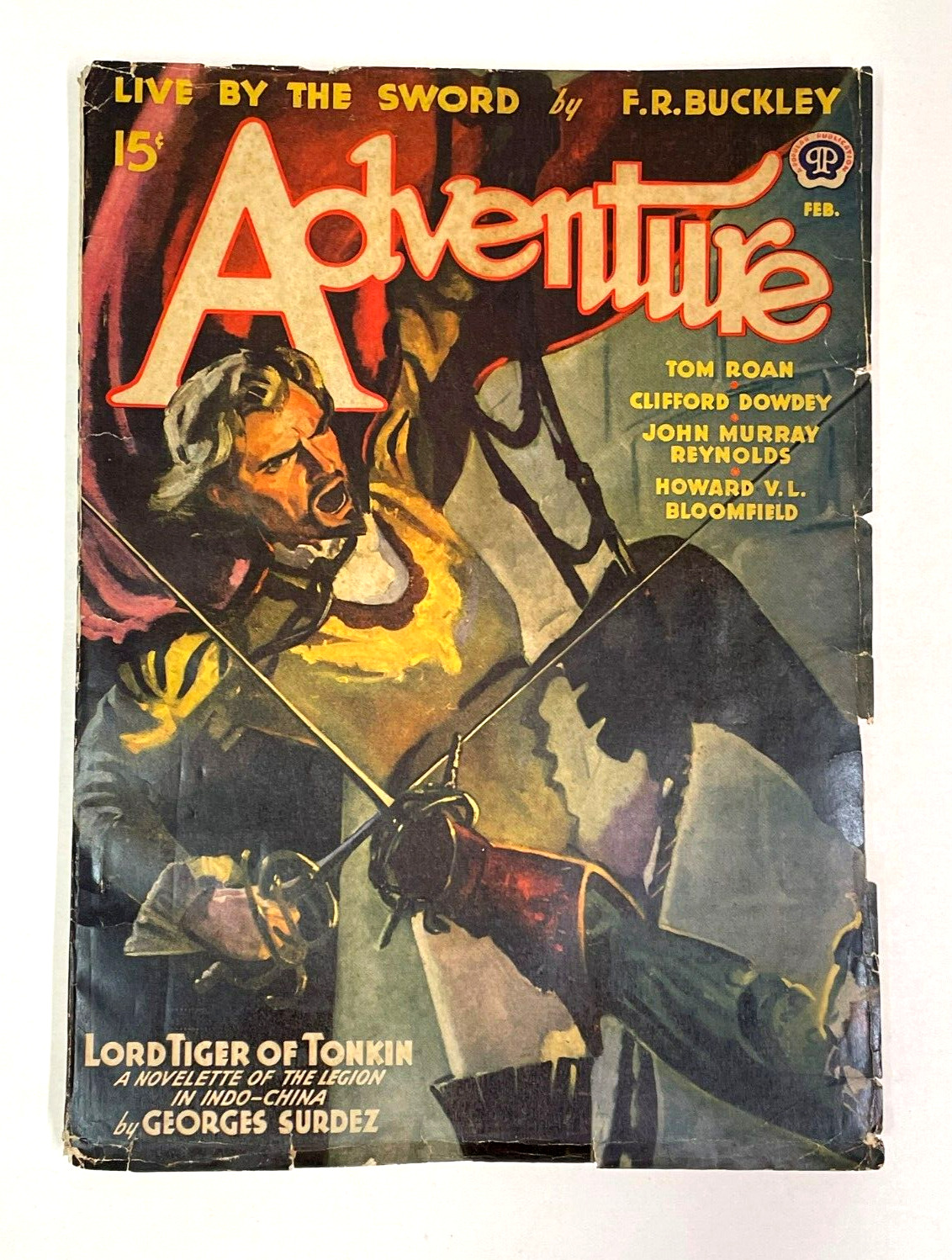 VINTAGE Adventure pulp magazine (February 1942) VG+ Live by the Sword, complete
