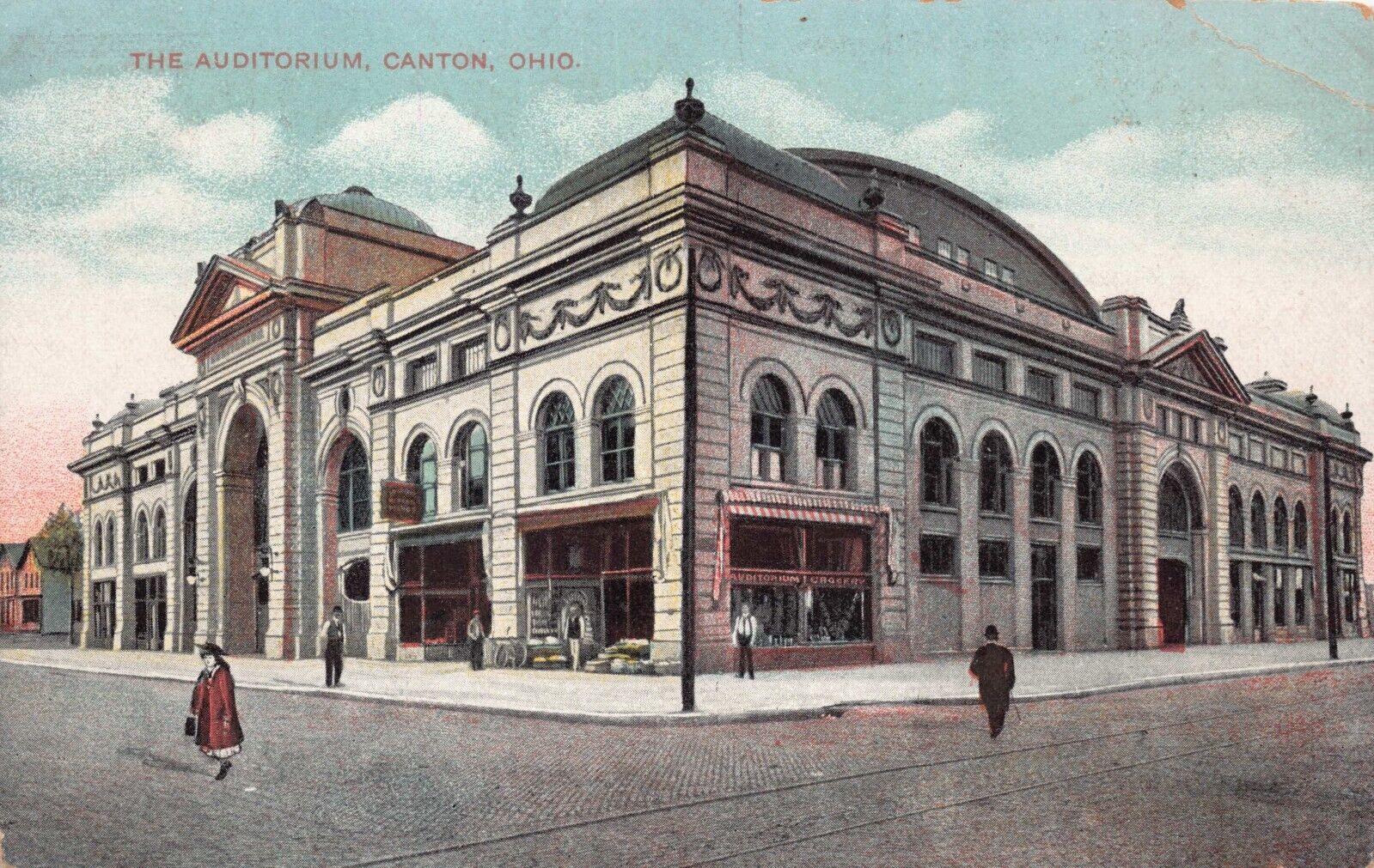 The Auditorium Stark County Canton Ohio Street View Vtg Postcard CP343