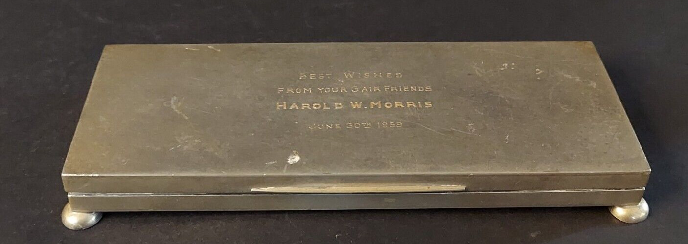 Abercrombie Fitch Cigarette Box Silver Plate by James Dixon Son Deco