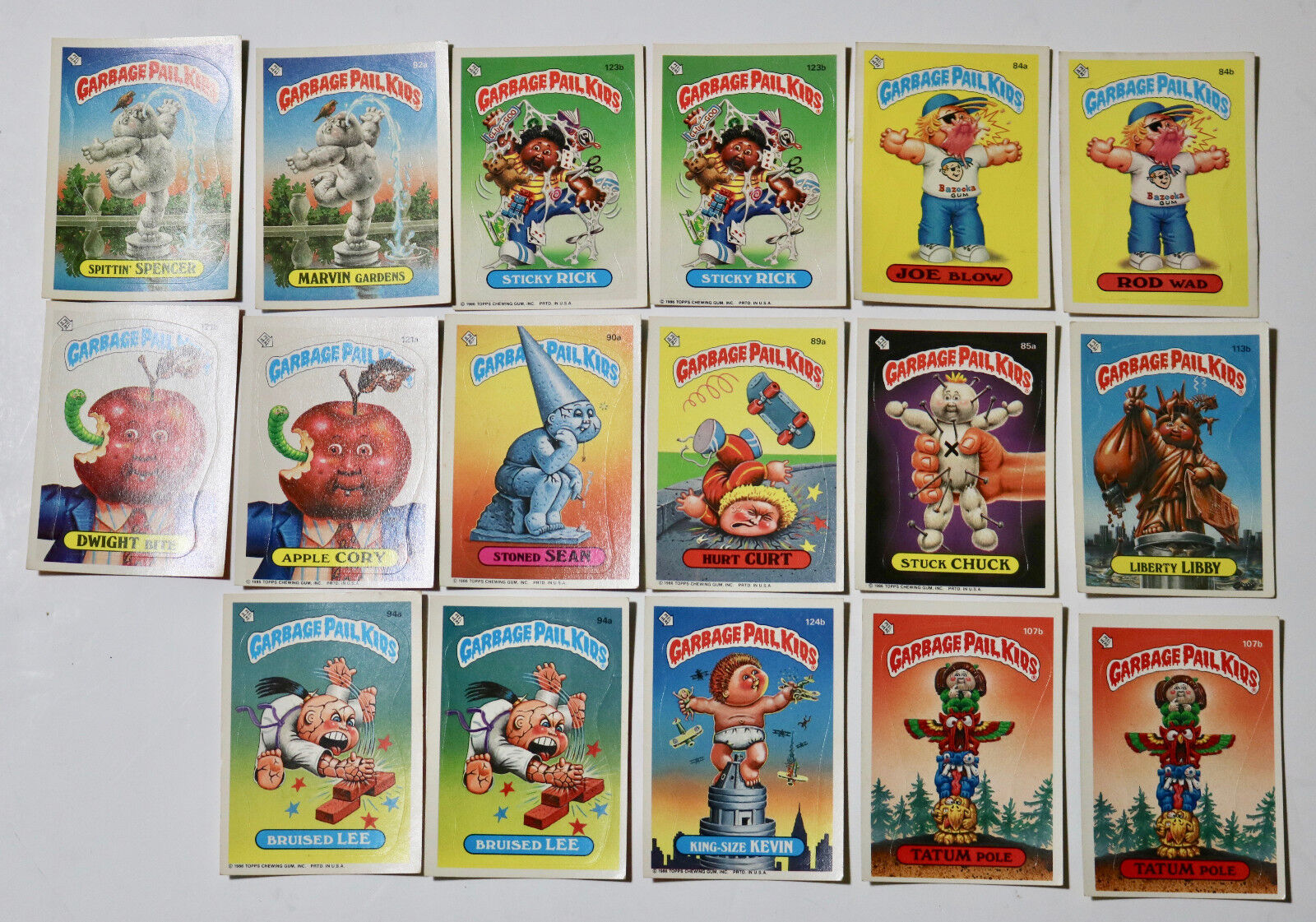 Garbage Pail Kids Topps 1986 sticker cards lot of 17