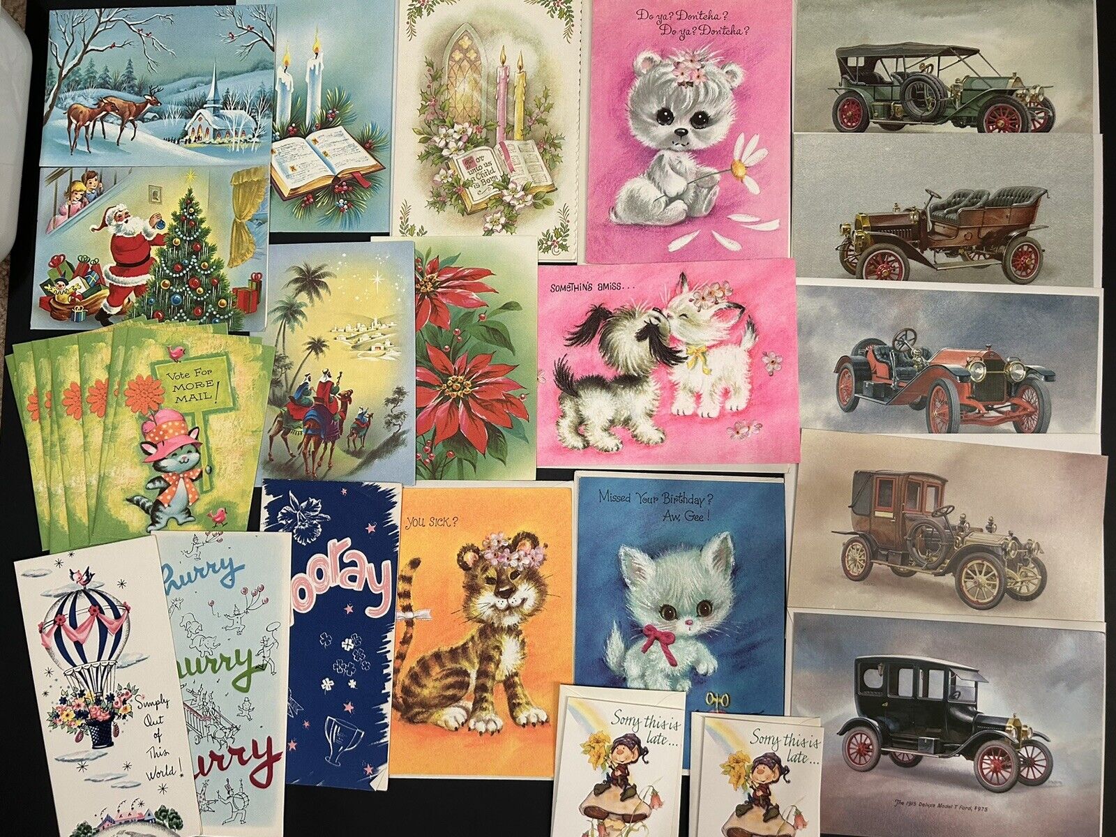 Lot Of 45 Unused Various Vintage Greeting Cards Birthday, Christmas, Get Well