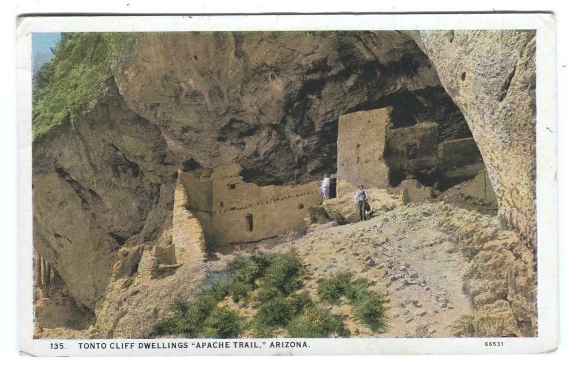 Postcard Tonto Cliff Dwellings Apache Trail Arizona AZ 