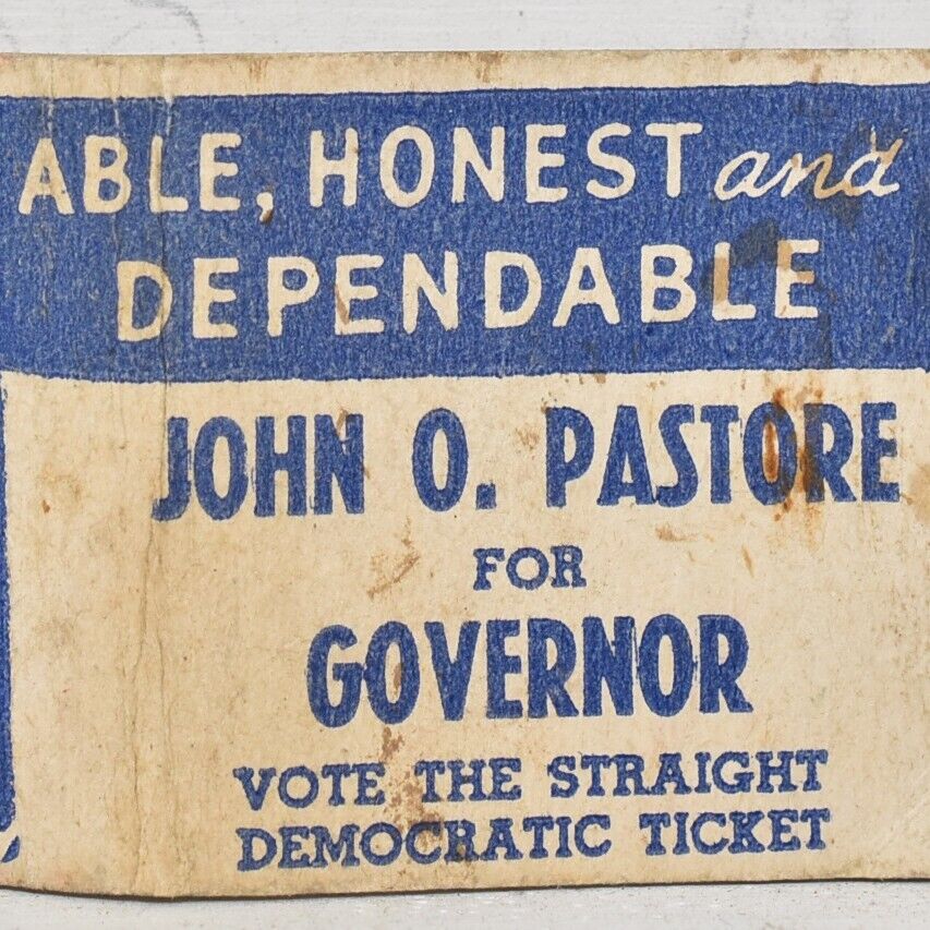 1945 John Orlando Pastore Rhode island Governor Democratic Party Candidate