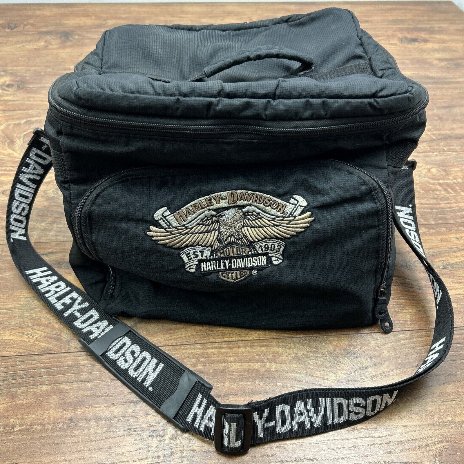 Harley Davidson Classic Insulated Cooler Bag Lunch Tote Embroidered Black