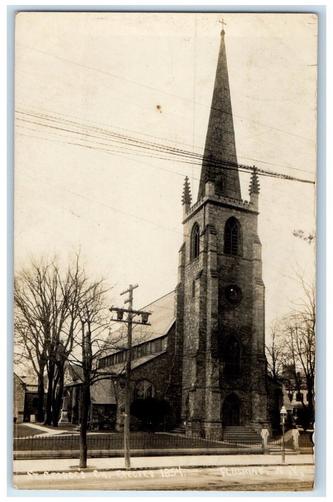 c1910's St. George's Church Flushing New York NY RPPC Photo Antique Postcard