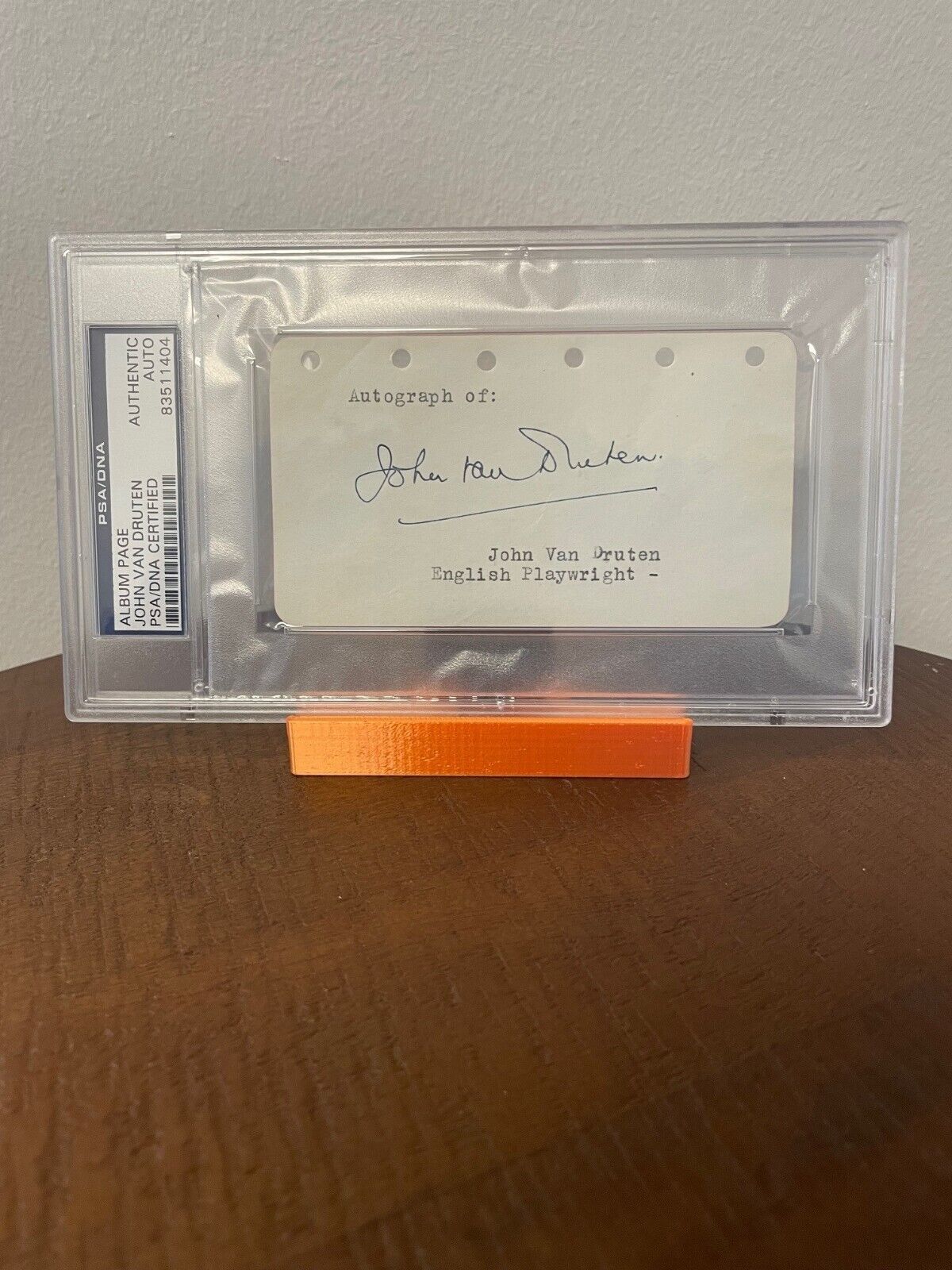 JOHN VAN DRUTEN - SIGNED AUTOGRAPHED ALBUM PAGE - PSA/DNA SLABBED & CERTIFIED