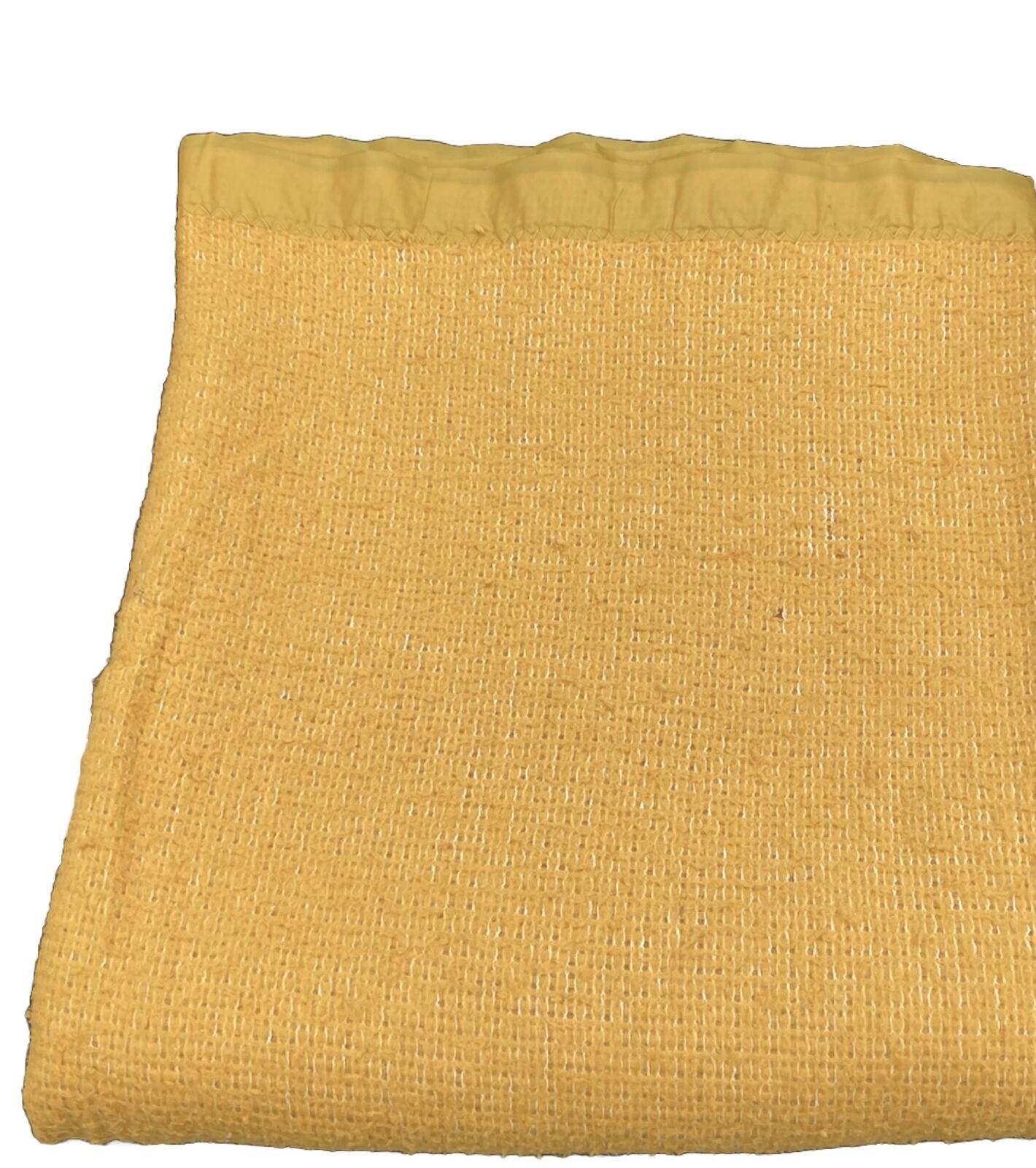 Vintage Yellow Waffle Knit Blanket   54x74\' Full Size One Tiny Hole