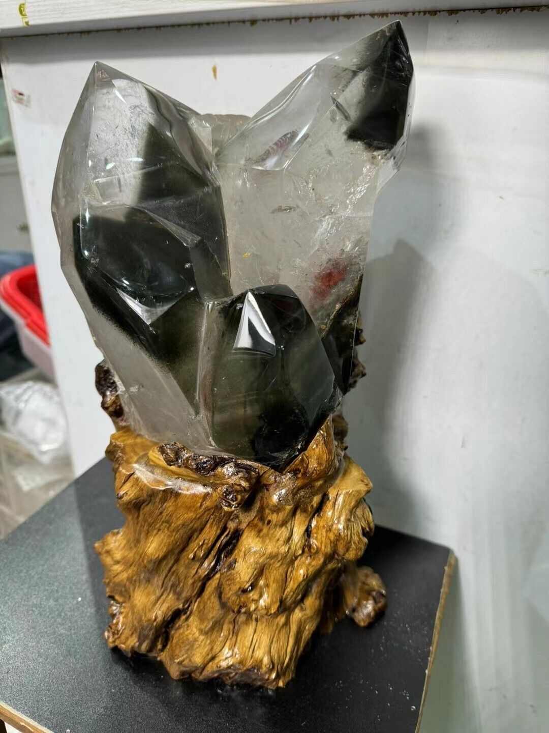 20.5LB Top Natural Green Ghost phantom crystal quartz Mineral specimen gem+stand