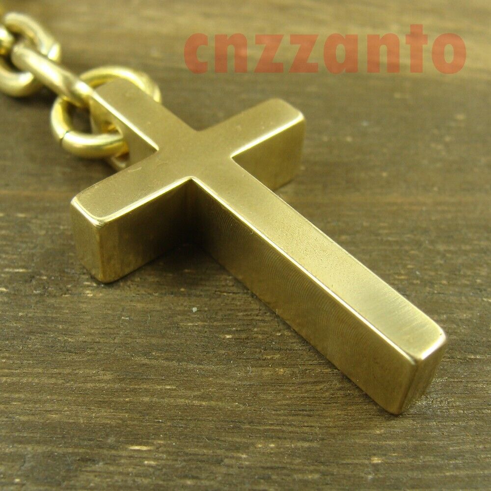 Solid Brass Cross pendant key chain ring keychain H839