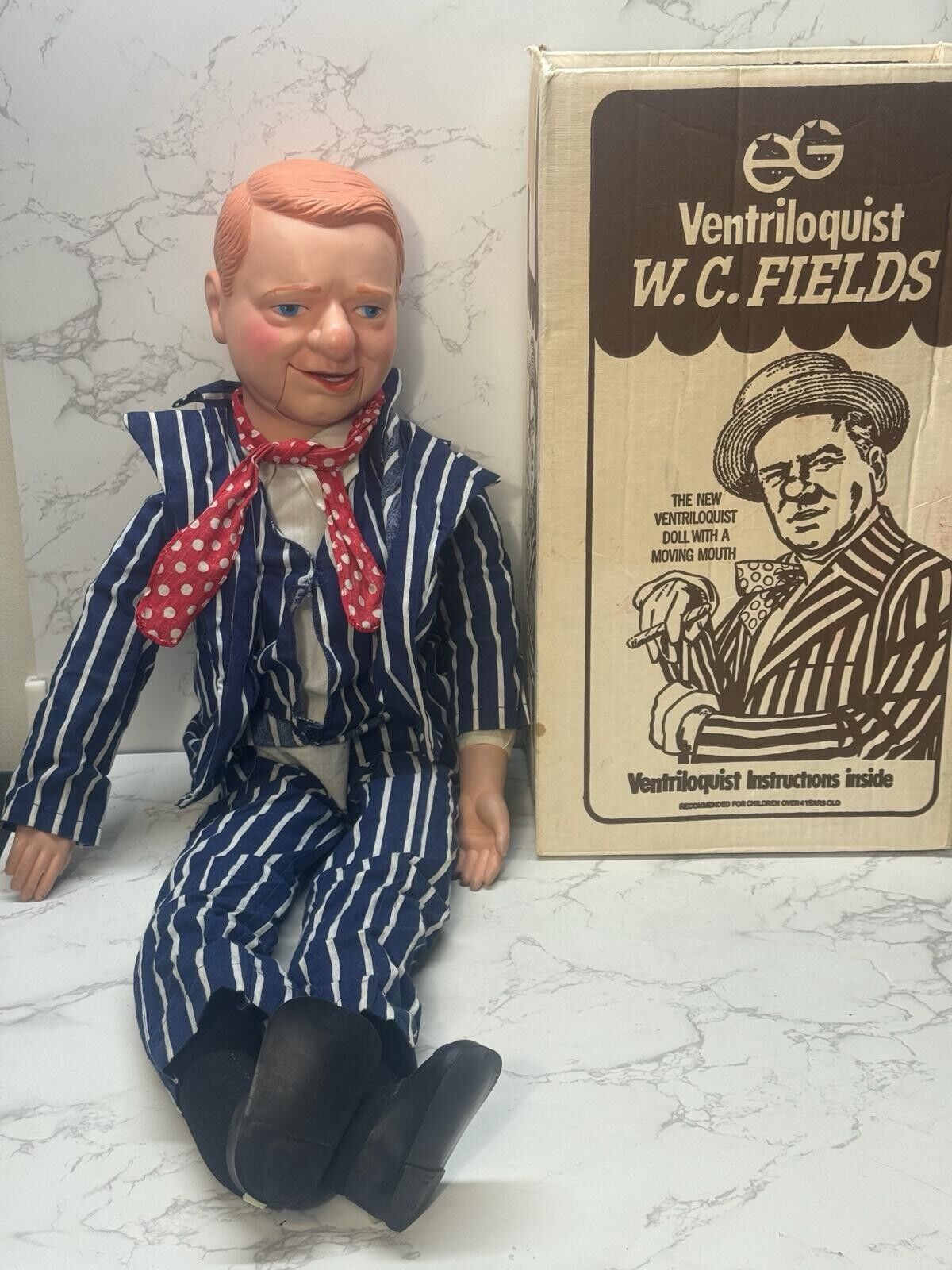 Vintage 1980s WC Fields Ventriloquist Dummy 30” Approx Doll By Eegee No Hat