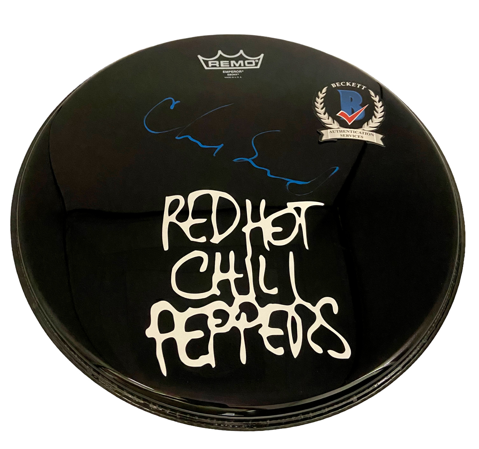 CHAD SMITH SIGNED AUTOGRAPH DRUM HEAD - RED HOT CHILI PEPPERS BECKETT BAS COA 