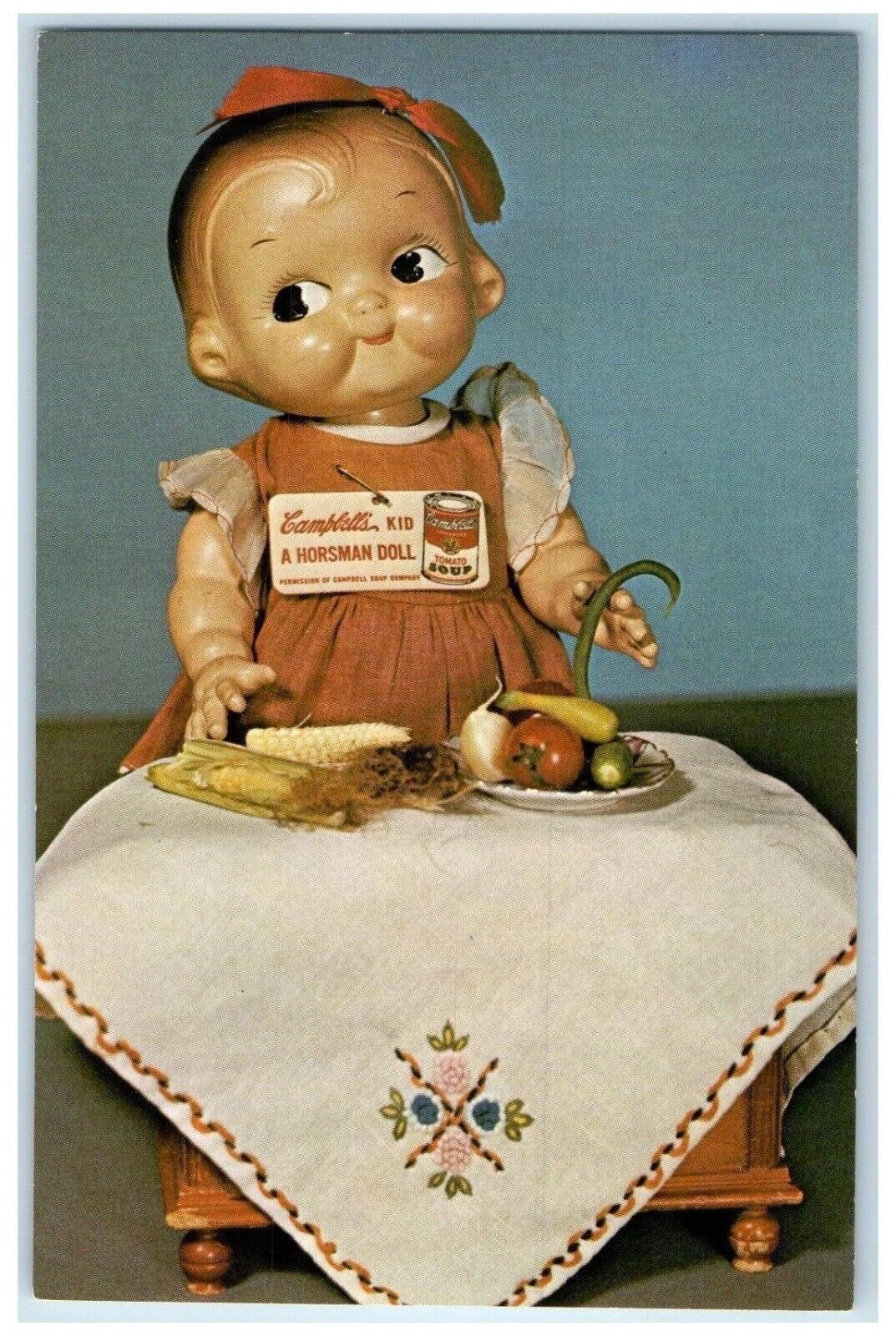 c1950\'s Campbell\'s Kid Horsman Doll Veggies On Table Unposted Vintage Postcard