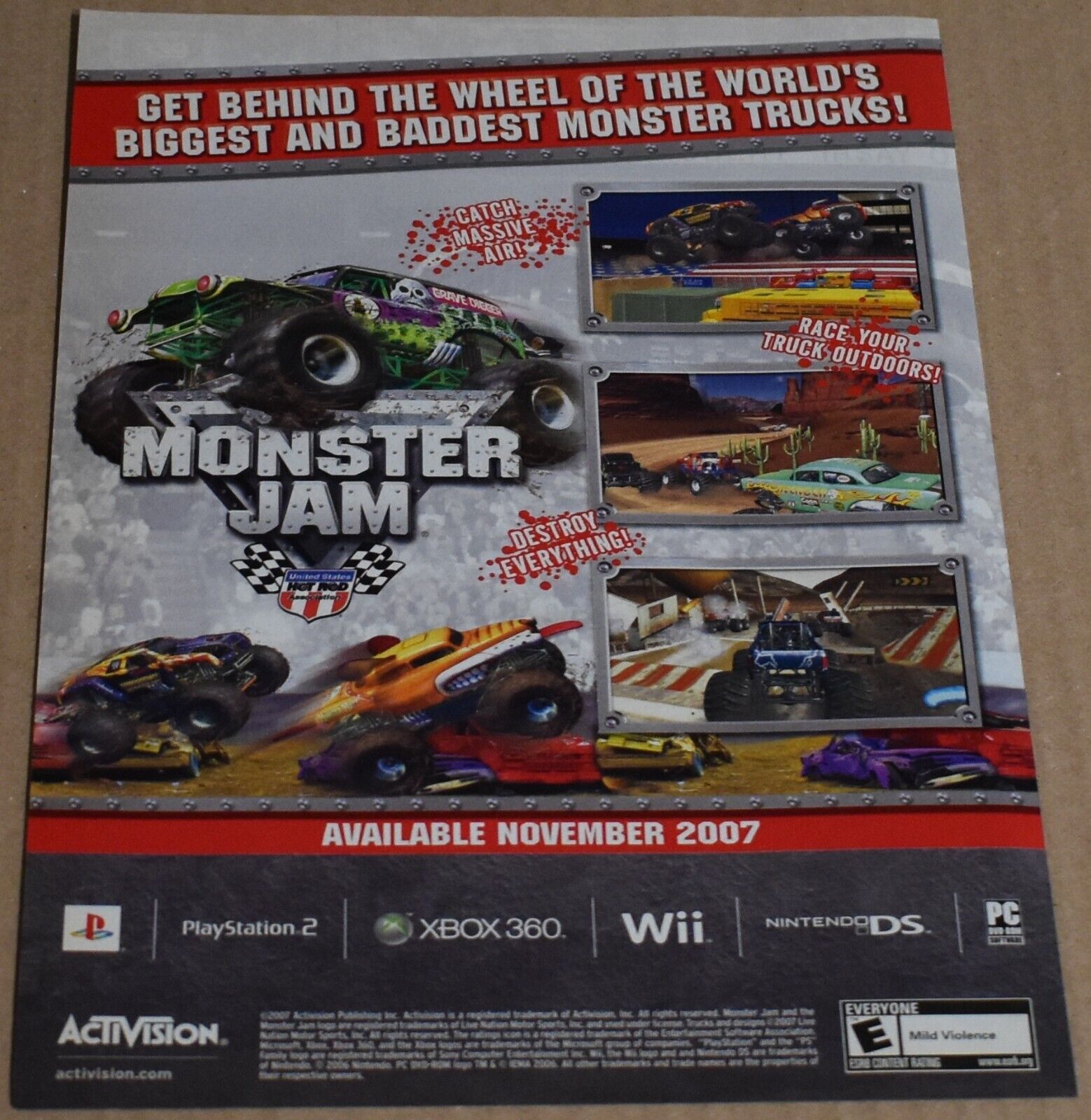 2006 Print Ad Monster Jam PlayStation 2 XBOX 360 Video Game Nintendo DS play art