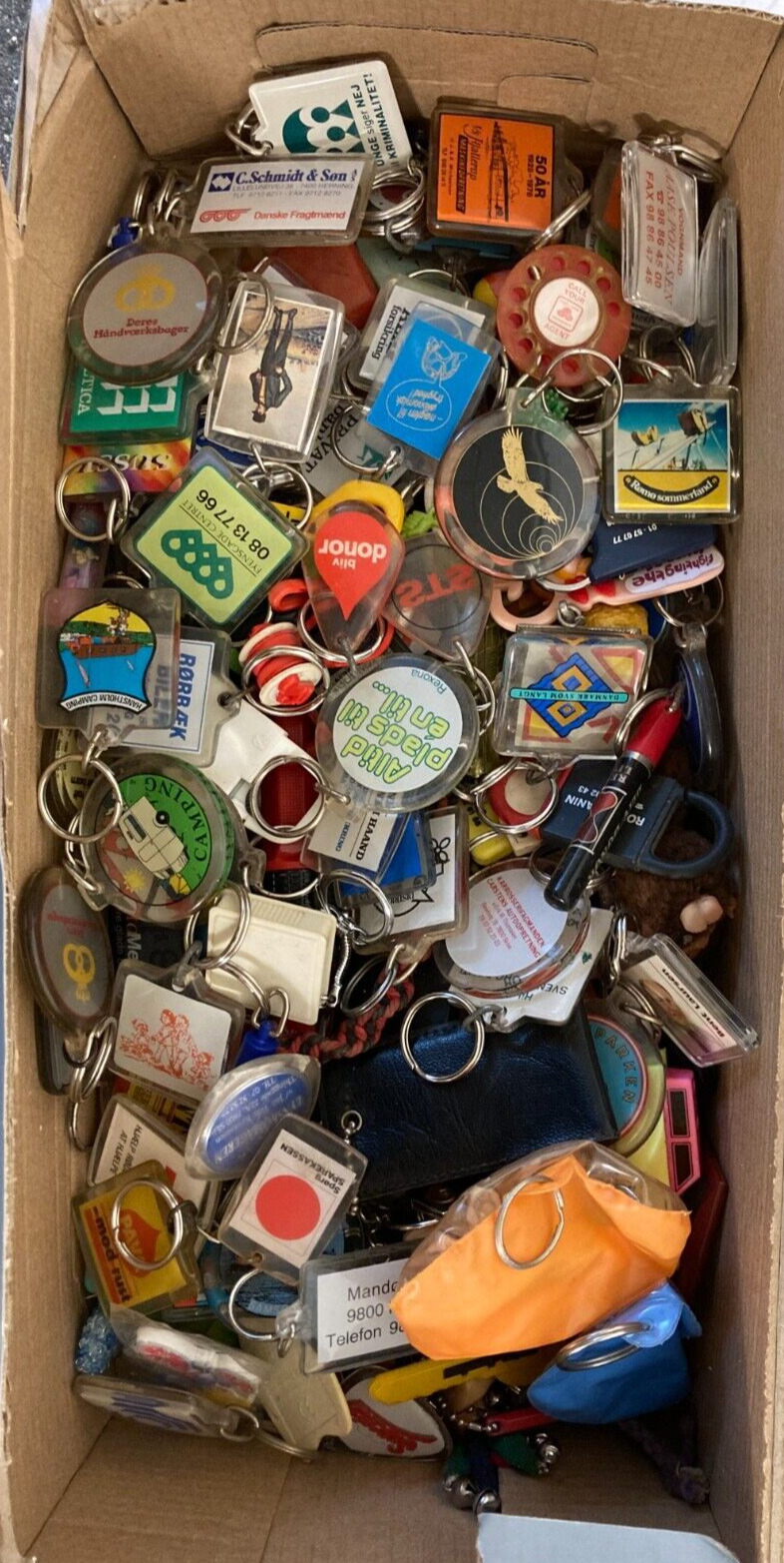 Vintage Danish Key Ring Collection 150+ Assorted Advertising Keychains - 2.2 kg