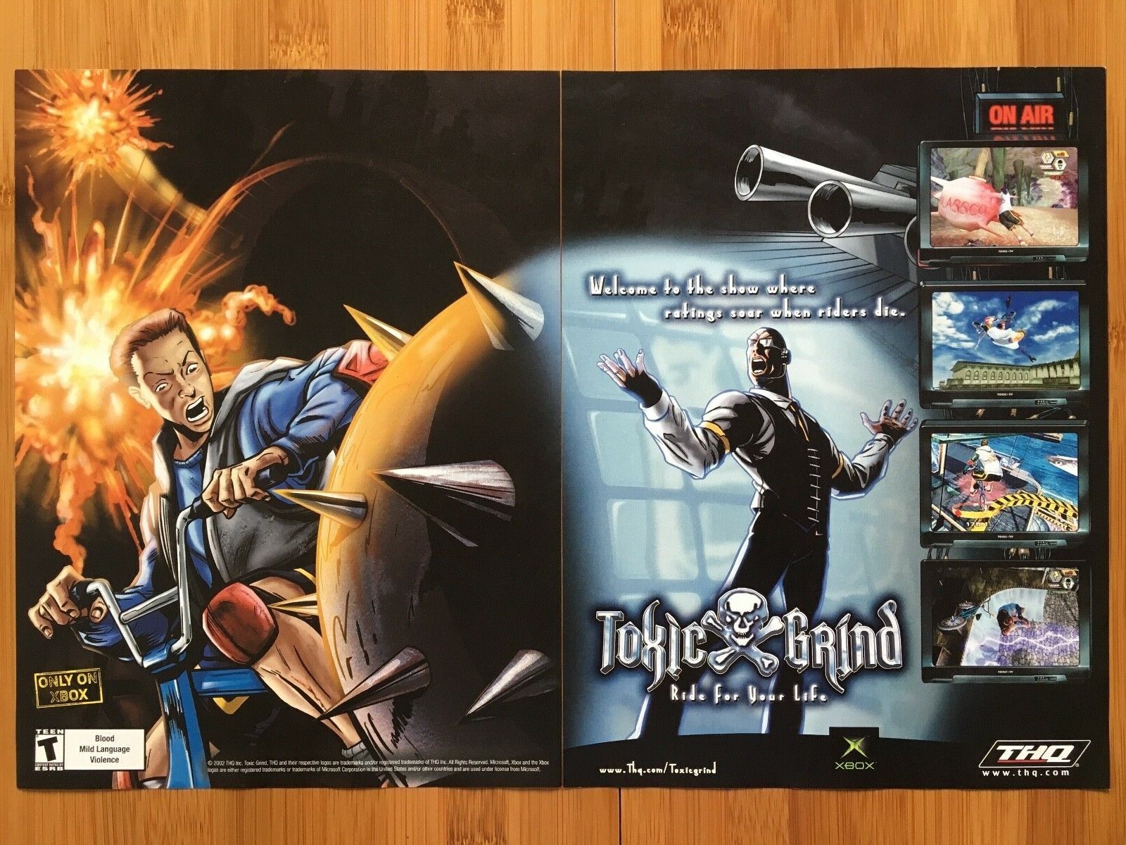 Toxic Grind Xbox 2004 Vintage 2-Page Poster Ad Art Print Promo Authentic Rare