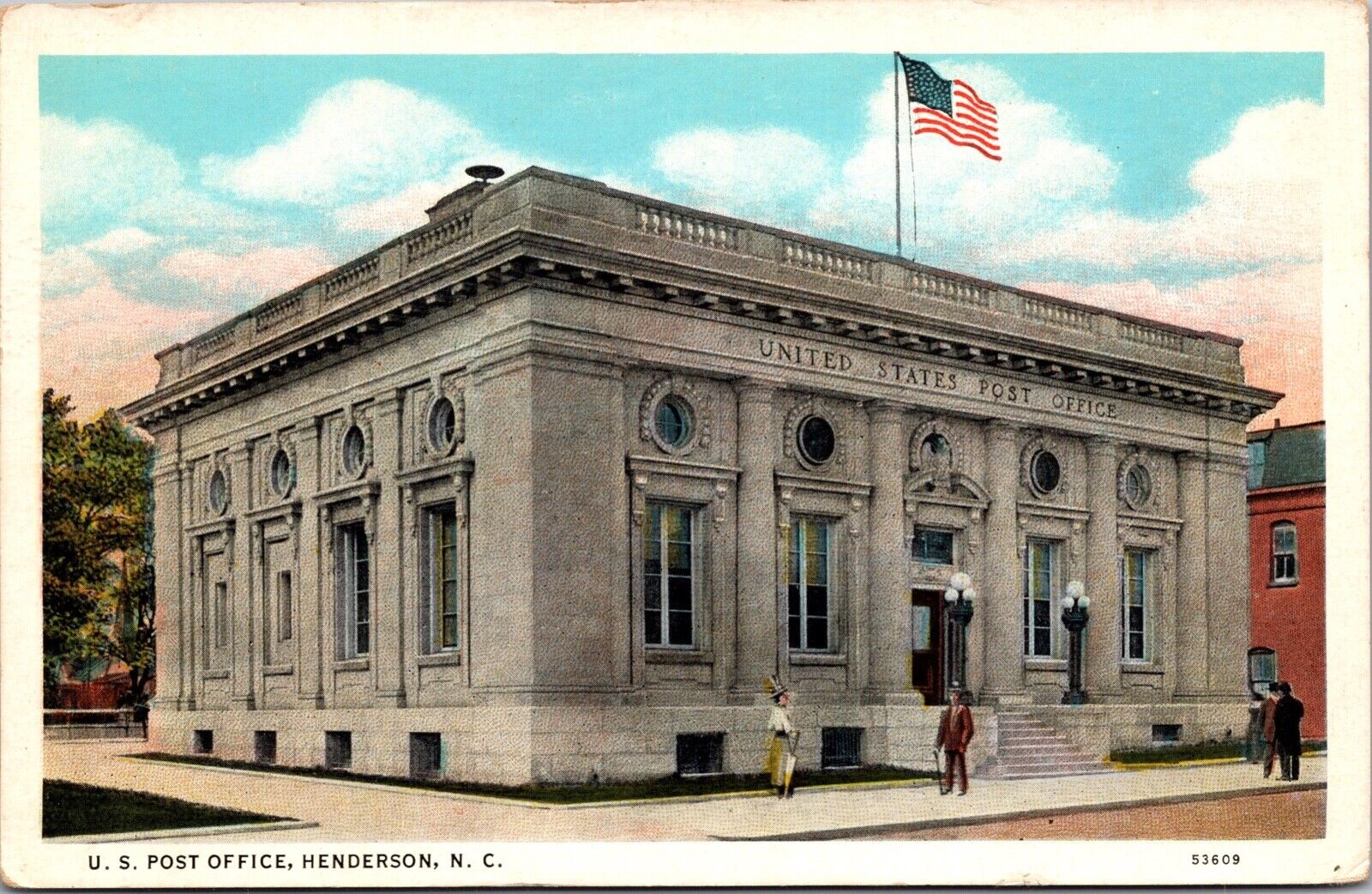 Postcard United States Post Office in Henderson, North Carolina
