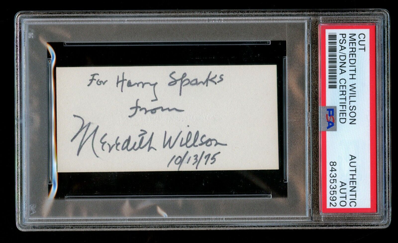 Meredith Willson signed autograph 1.5x3 cut Playwright The Music Man PSA Slabbed