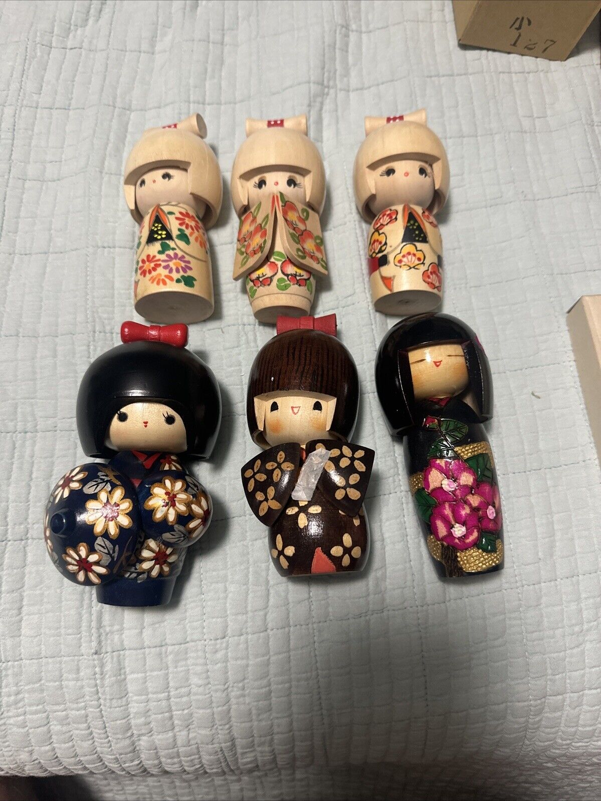 Lot of 6 Vintage Kokeshi Dolls Wooden Handpainted