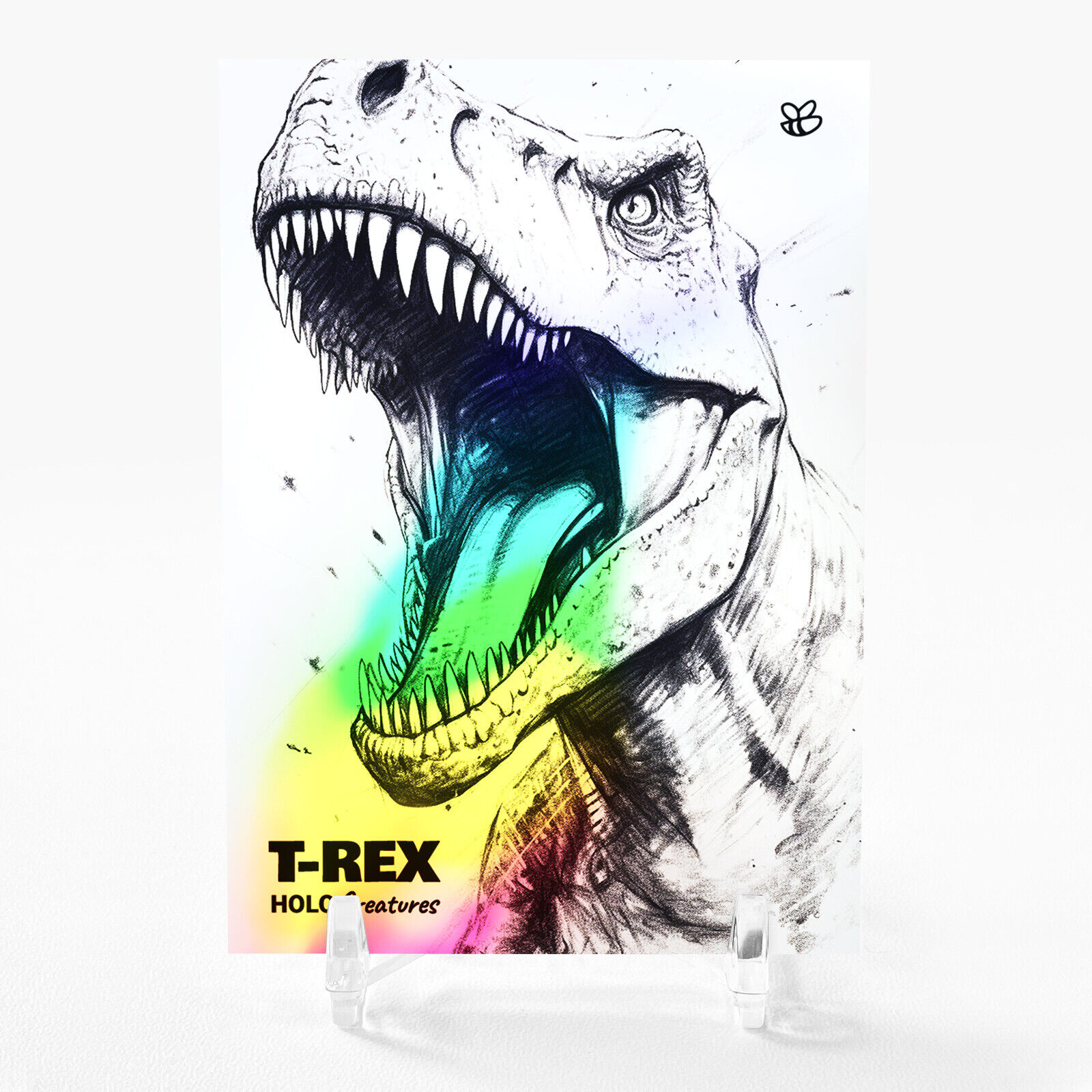T-REX Pencil Sketch Tyrannosaurus Rex Card Holographic GleeBeeCo #TPS