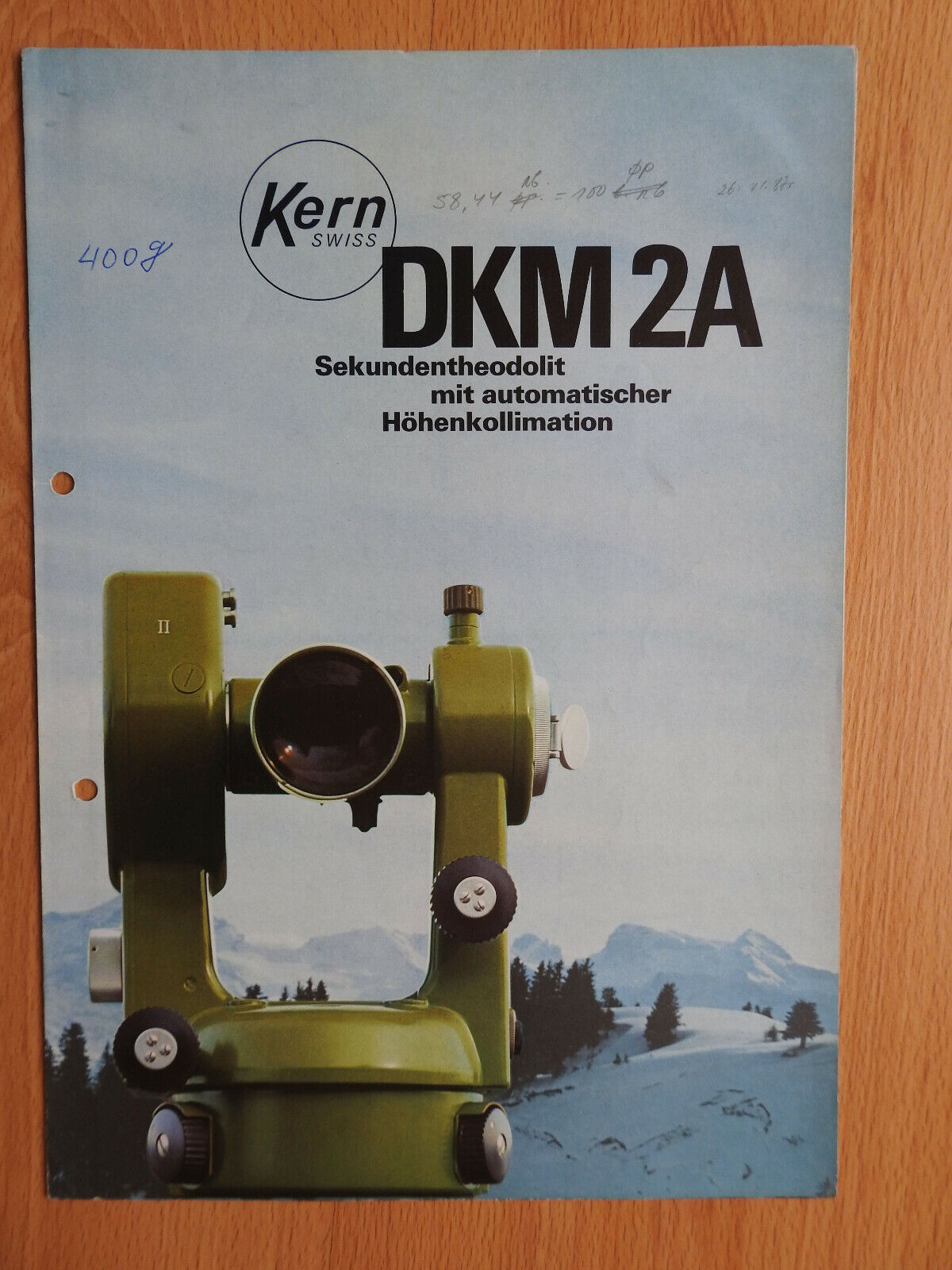 KERN SWISS DKM2-A Theodolite Surveying Brochure Leaflet 1986 German Vintage 