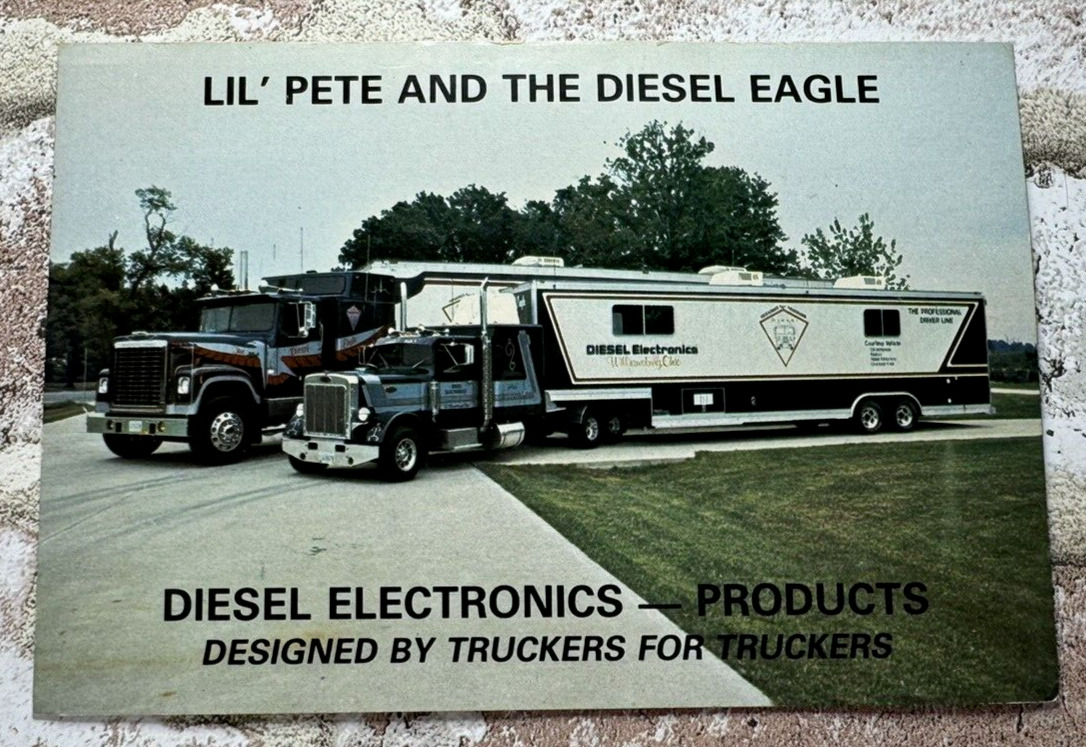 Vintage Semi Truck Postcard, Diesel Electronics, Lil\' Pete & The Diesel Eagle